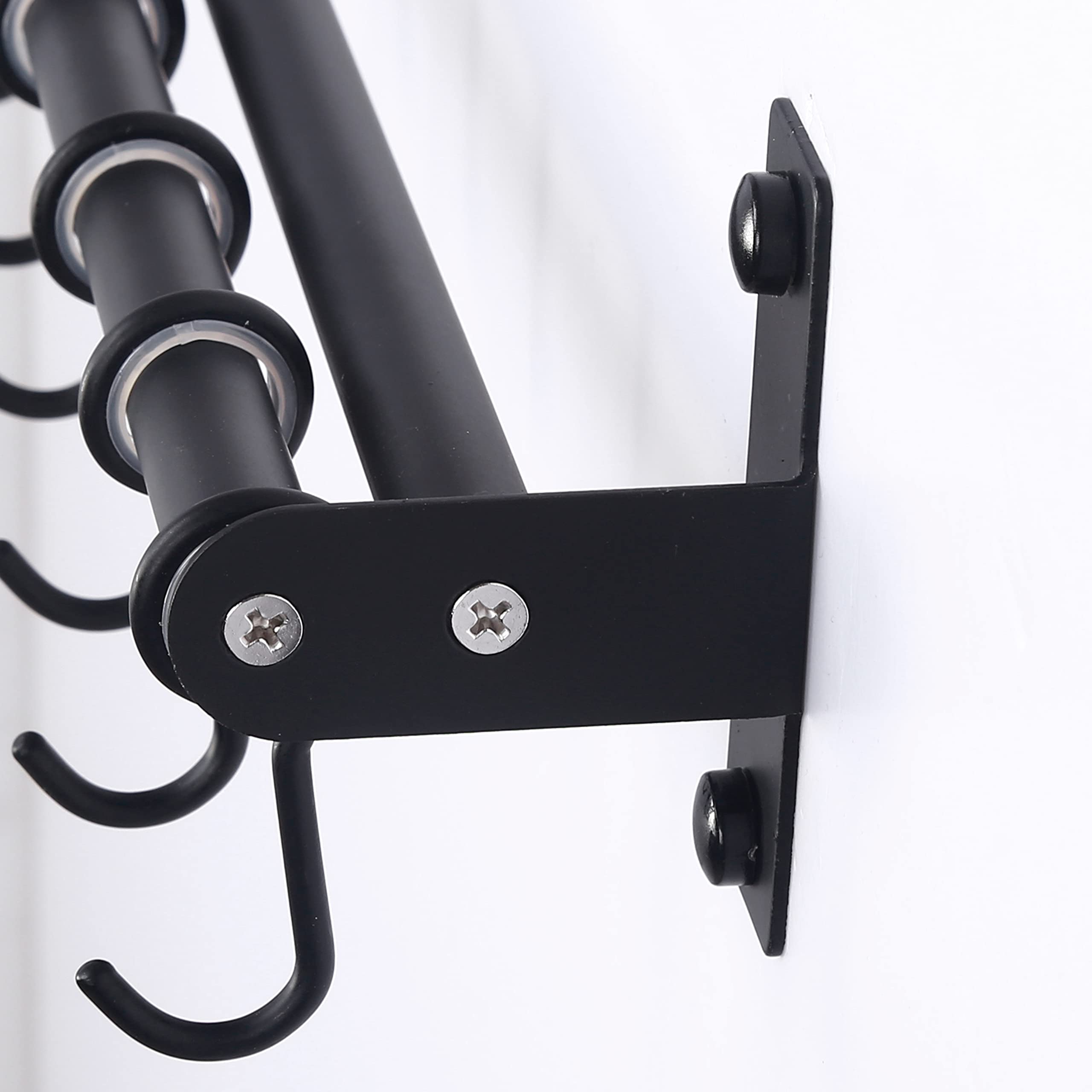 Dseap Pot Rack - Wall Mounted Stainless Steel Hanging Rack with 8 Hooks, Black, Pack of 2, Model GJ-SGAN-BLK-8G2P