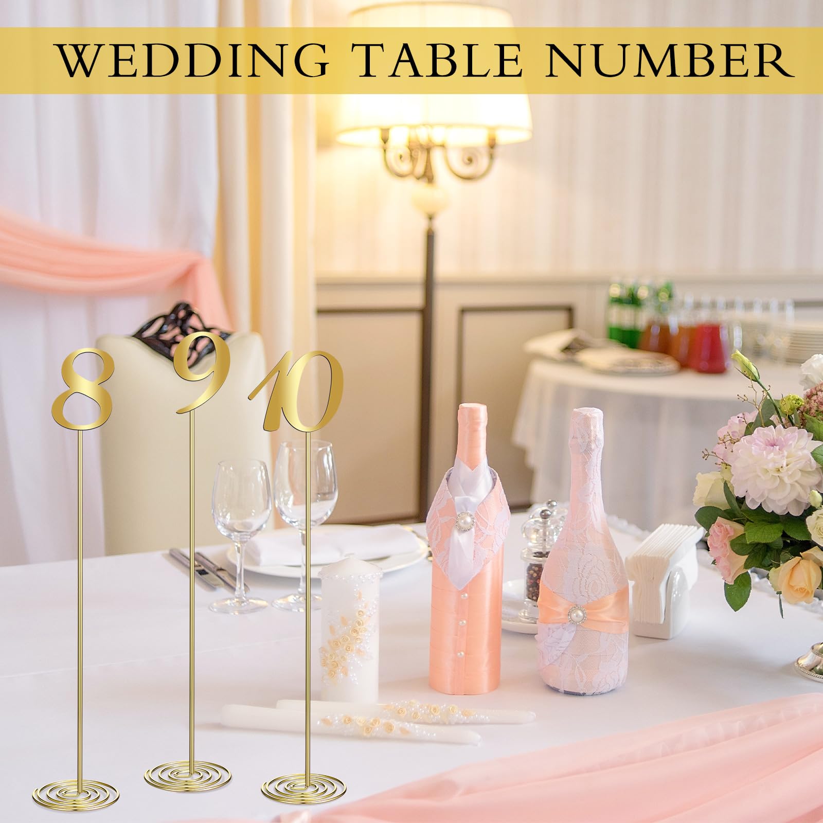 Therwen 20 Pcs Metal Table Numbers 1-20 Table Numbers For Wedding Reception 12 Inch Stainless Steel Party Table Number With Stur