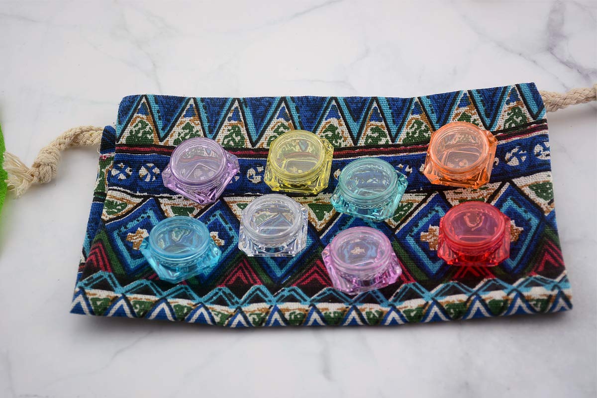 Wowlife 50Pcs 5 Gram/5 Ml Cosmetic Sample Empty Container Diamond Plastic Jars For Cream, Eye Shadow, Nails, Powder, Jewelry, Li