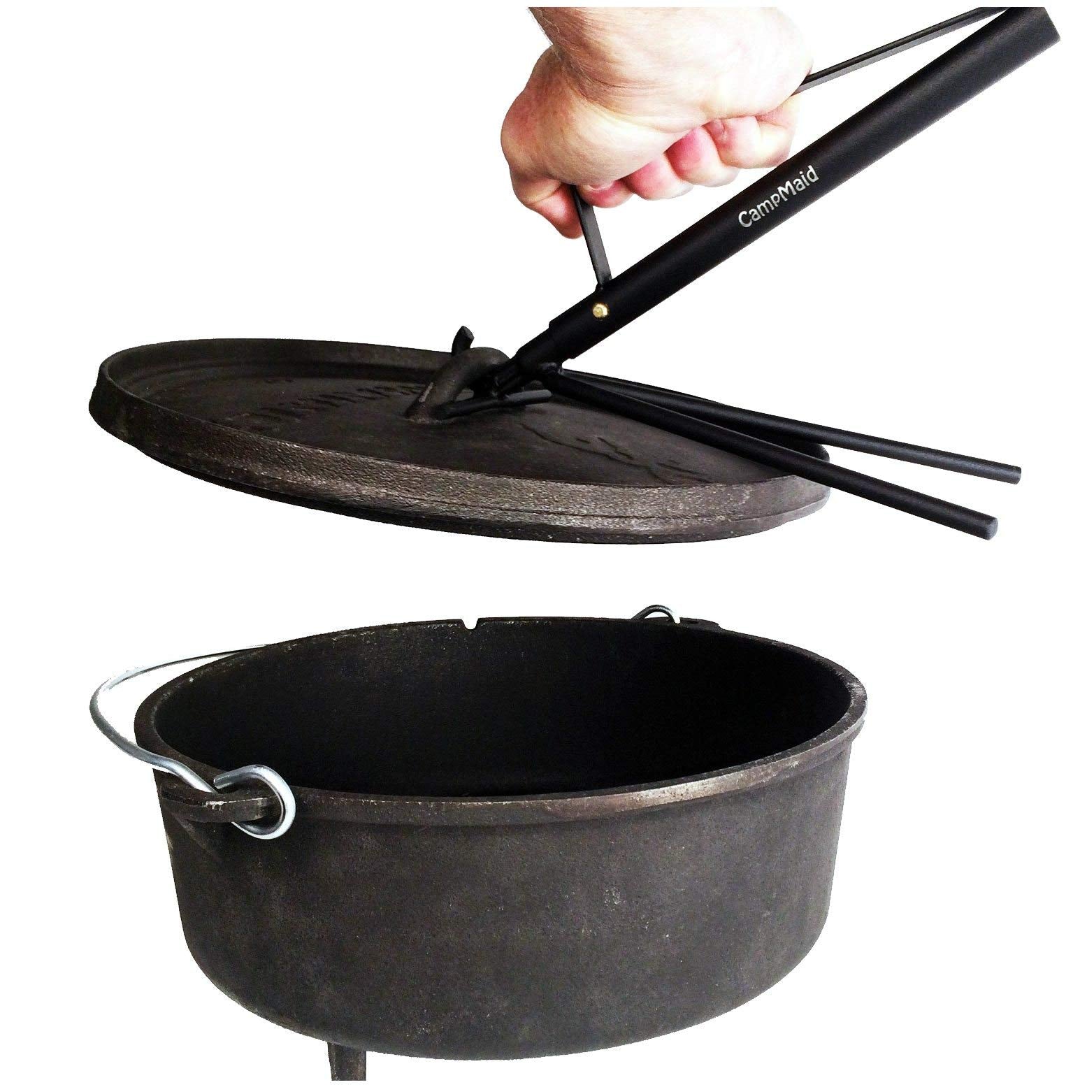 Campmaid Dutch Oven Kickstand & Lid Lifter - Durable Dutch Oven Lid Lifter - Lightweight & Portable Camp Cooking Accessories - U