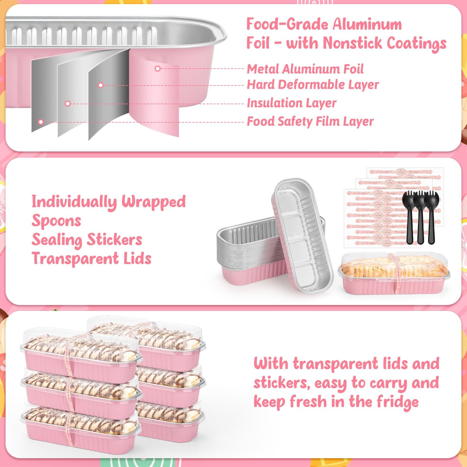 selizo 60 Pack 6.8oz Mini Loaf Baking Cake Pans with Lids, Rectangle Disposable Aluminum Foil Loaf Baking Pans, Small Baking Cak