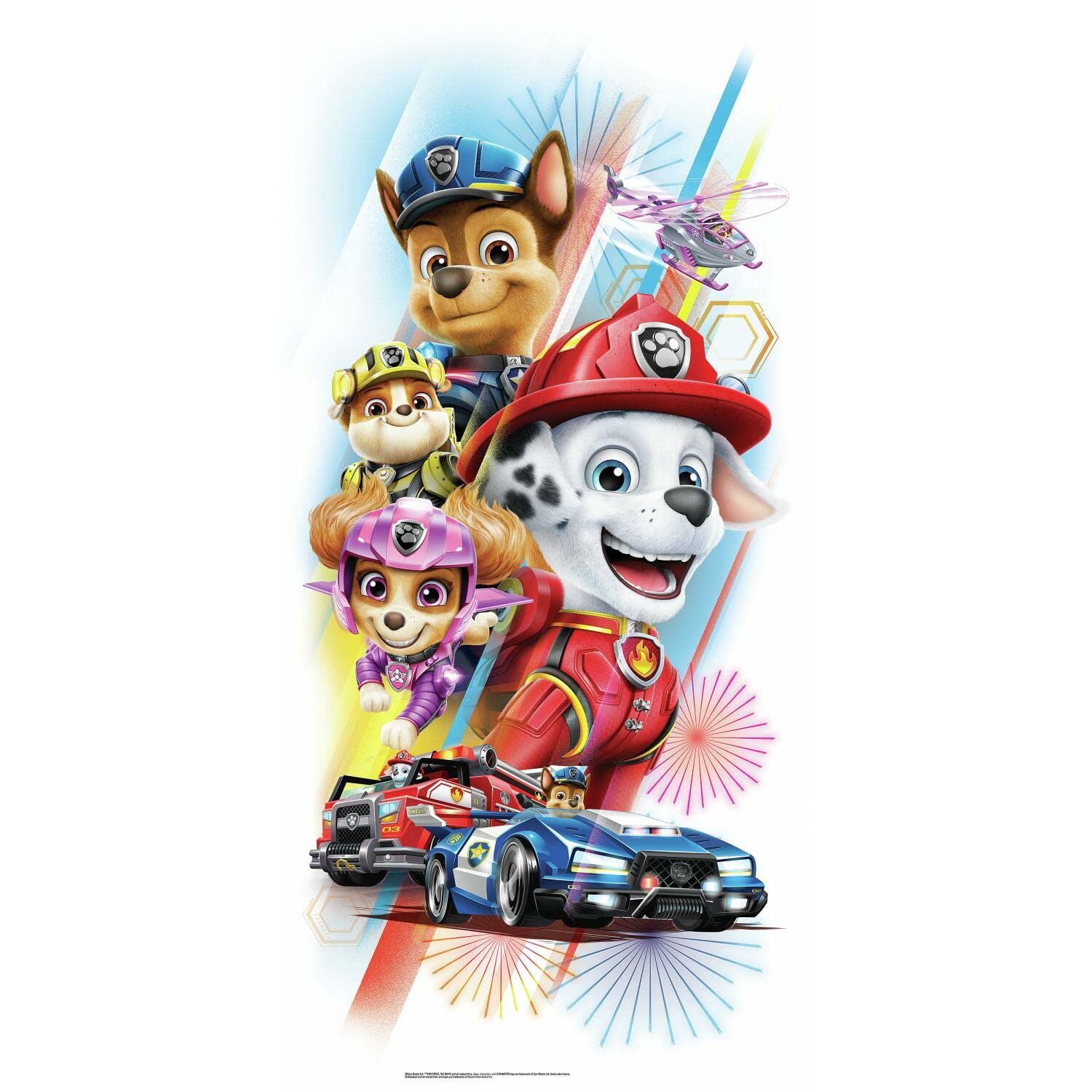 Roommates Rmk4846Gm Paw Patrol Movie Peel And Stick Giant Wall Decals,Red, Orange, Yellow, Green, Blue, Purple, Pink, Brown