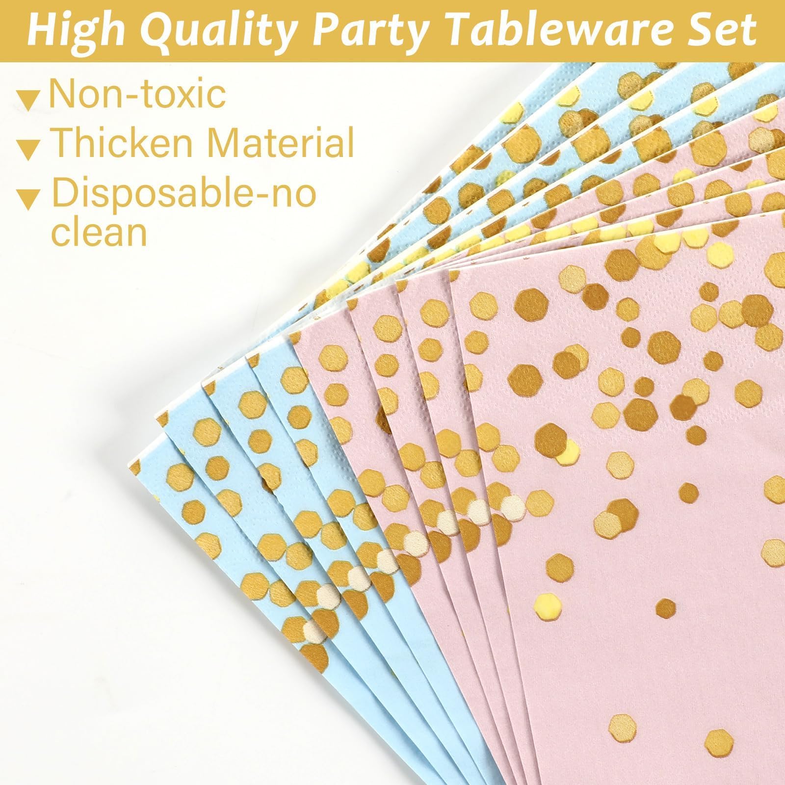 50 Guests Gender Reveal Party Supplies Baby Shower Party Tableware Gender Reveal Plates And Napkins Plastic Forks Boys Girls Blu