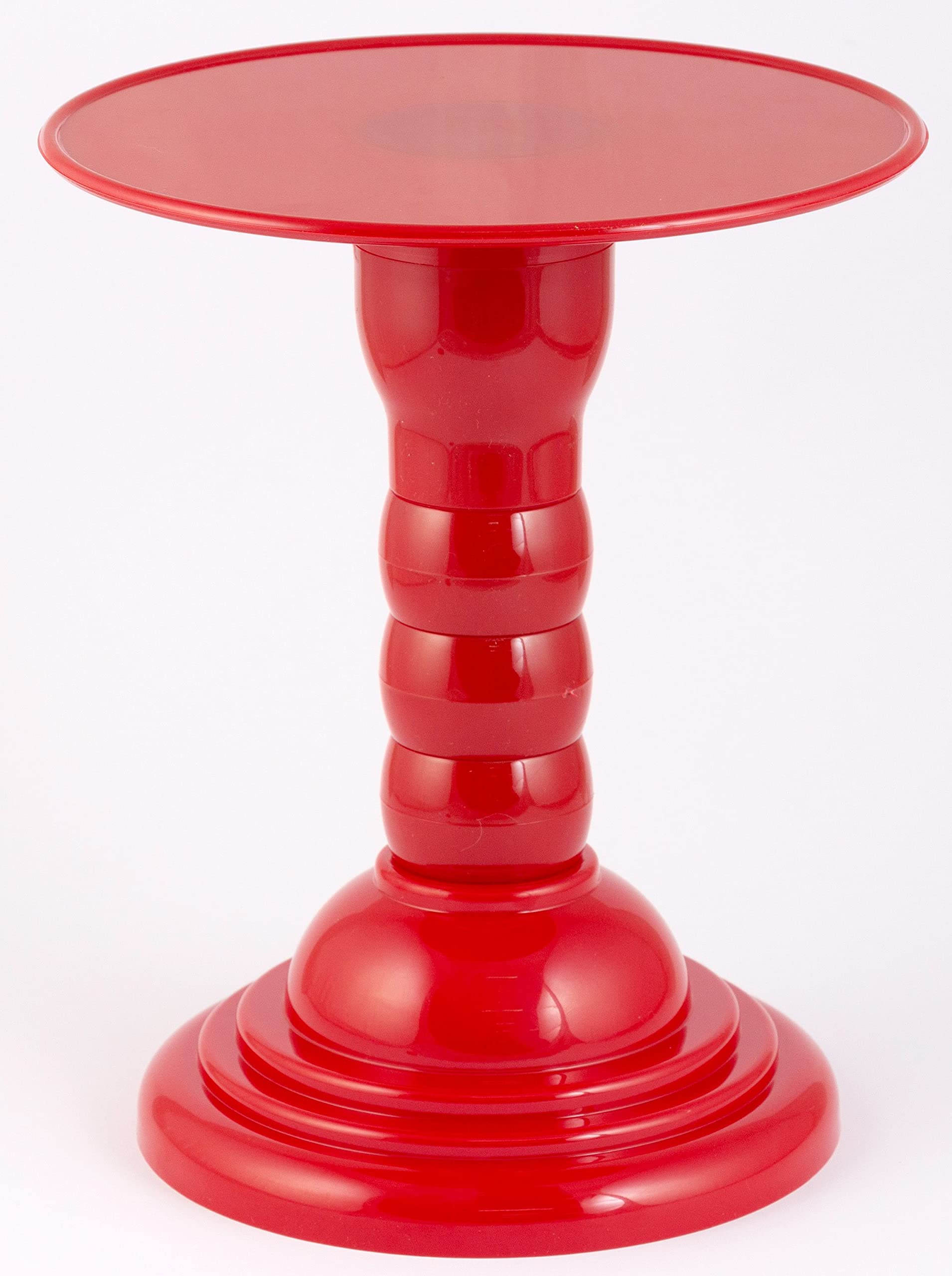 Grupo Mirandinha Plastic Round Adjustable Cake Stand Cupcake Stand Candy Stand 4 Heights 8 Inches (Red)