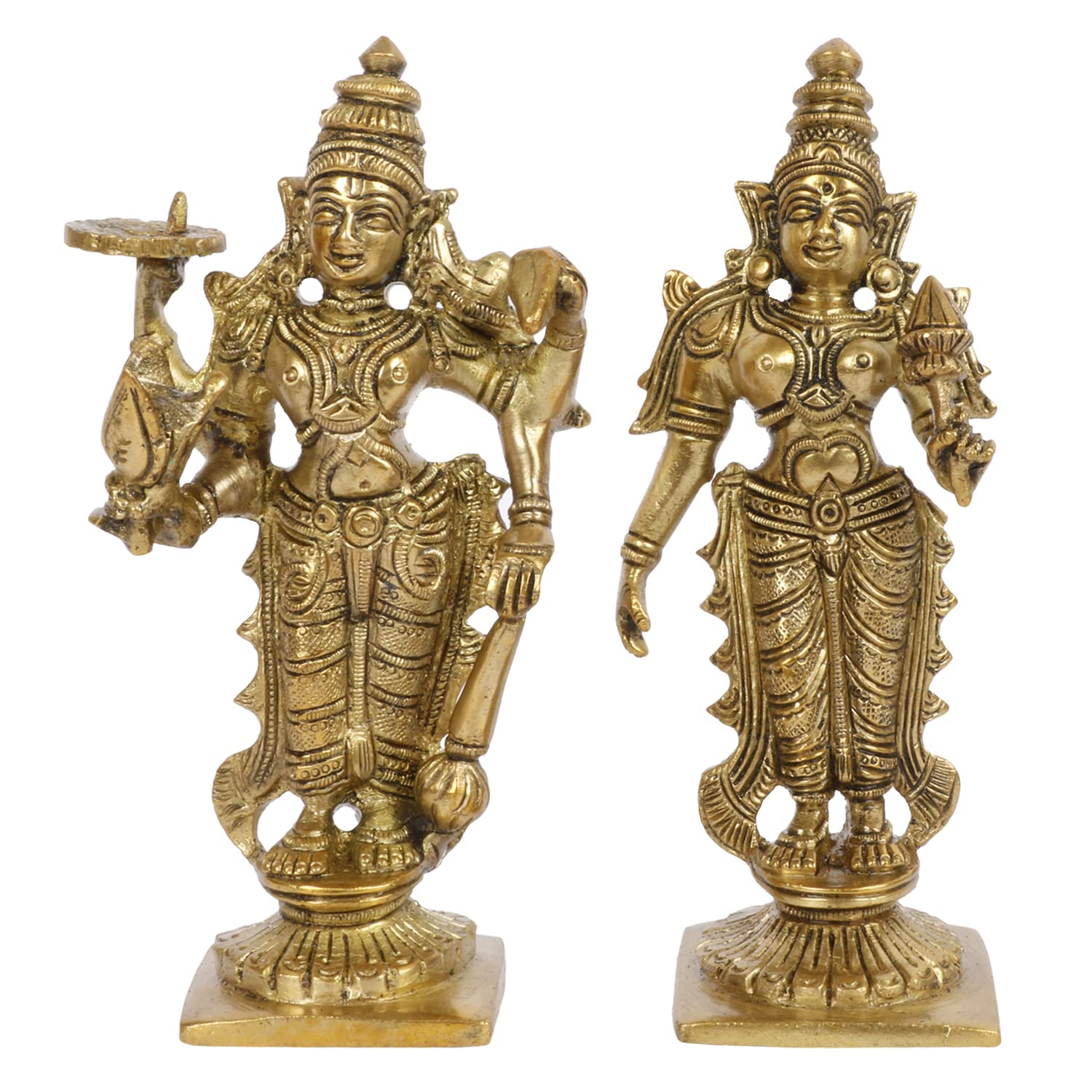Kartique Brass Vishnu Laxmi Murti Lord Bhagwan Vishnu Narayan Lakshmi Statue Idol Murti for Home Decor Mandir Pooja Goddess Laxm