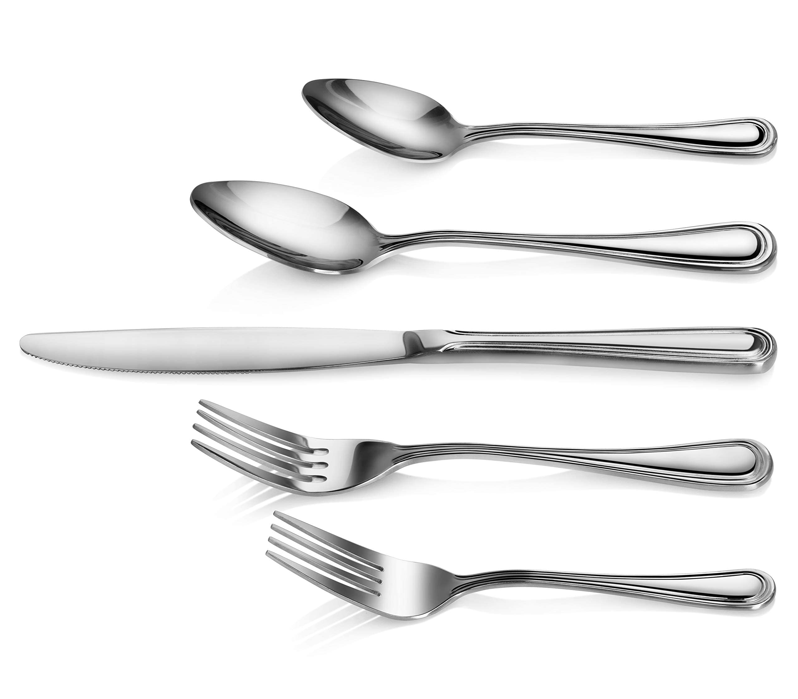New Star Foodservice 58871 Slimline Pattern, 18/0 Stainless Steel, 60-Piece Flatware Set