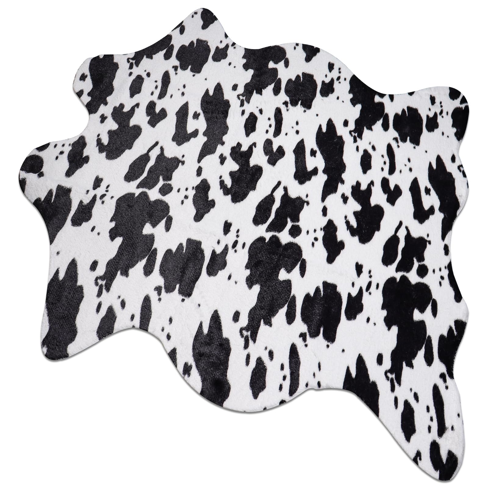 Sgizoku Cow Print Rug,4.6x5.2 Feet Faux Cowhide Rug Cute Area Rug Fun Western Room Decor Cow Rugs for Living Room Bedroom Non-Sl