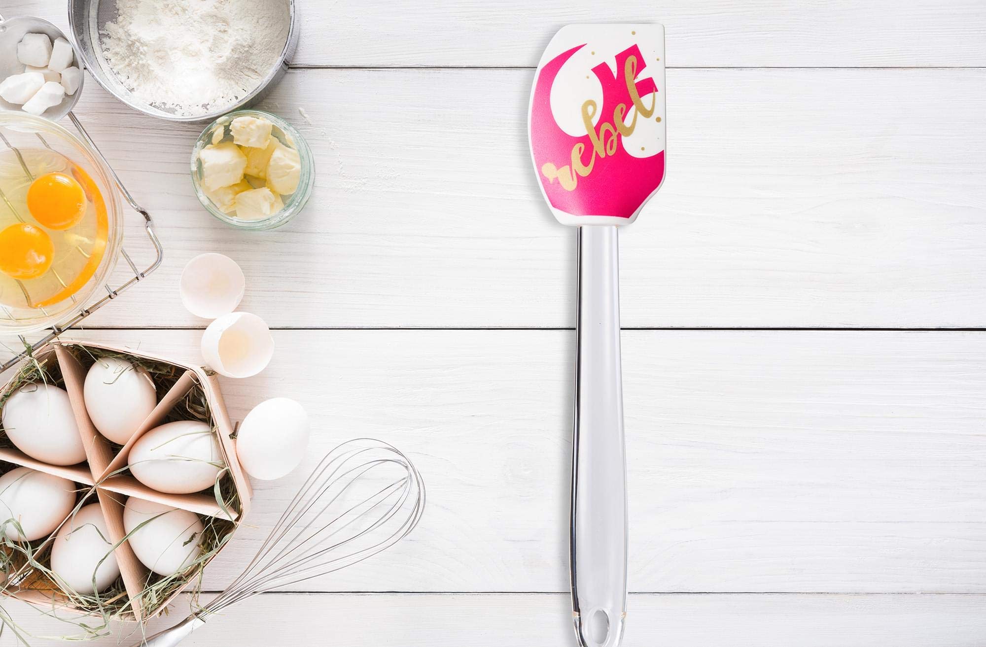 Star Wars 11-Inch Silicone Spatula - Cute Home Kitchen Baking, Cooking Utensil - White & Pink Rebel Design - Oven-Safe Household