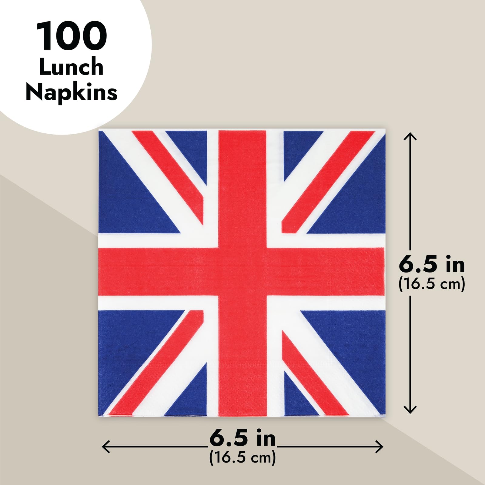 Juvale 100 Pack Paper Uk Flag Napkins For British Parties, Birthdays, Celebrations, And Special Occasions - 13X13 Inches British