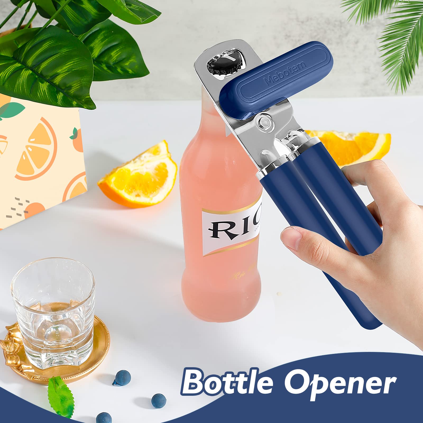 Mebotem 10 Colors Can Opener Manual Handheld Heavy Duty Hand Can Opener Smooth Edge Stainless Steel Can Openers Top Lid Kitchen