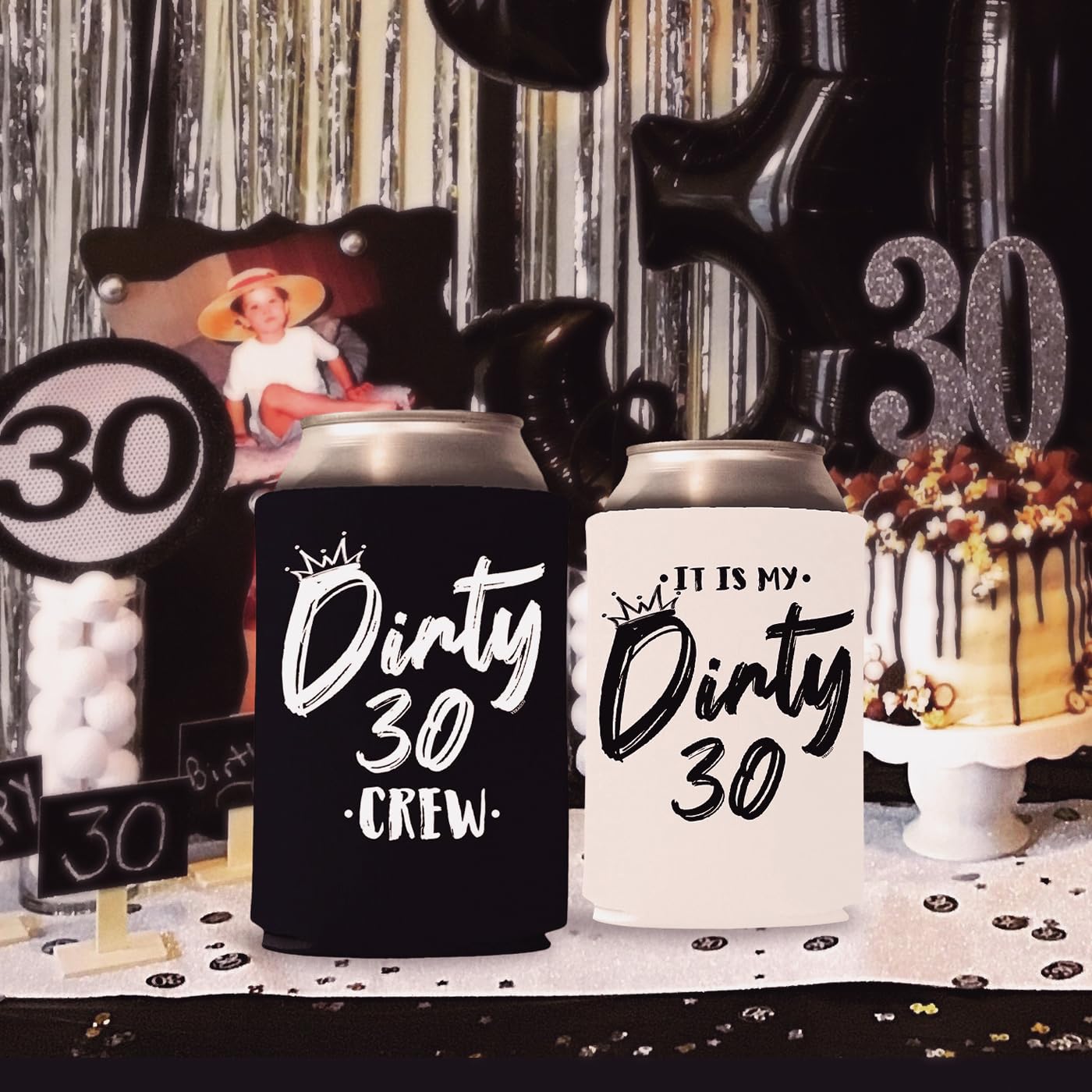 Veracco It Is My Dirty 30 Years - Thirth Birthday Gift - For Dirty Thirty Crew Party Favors Decorations Can Coolie Holder (Black