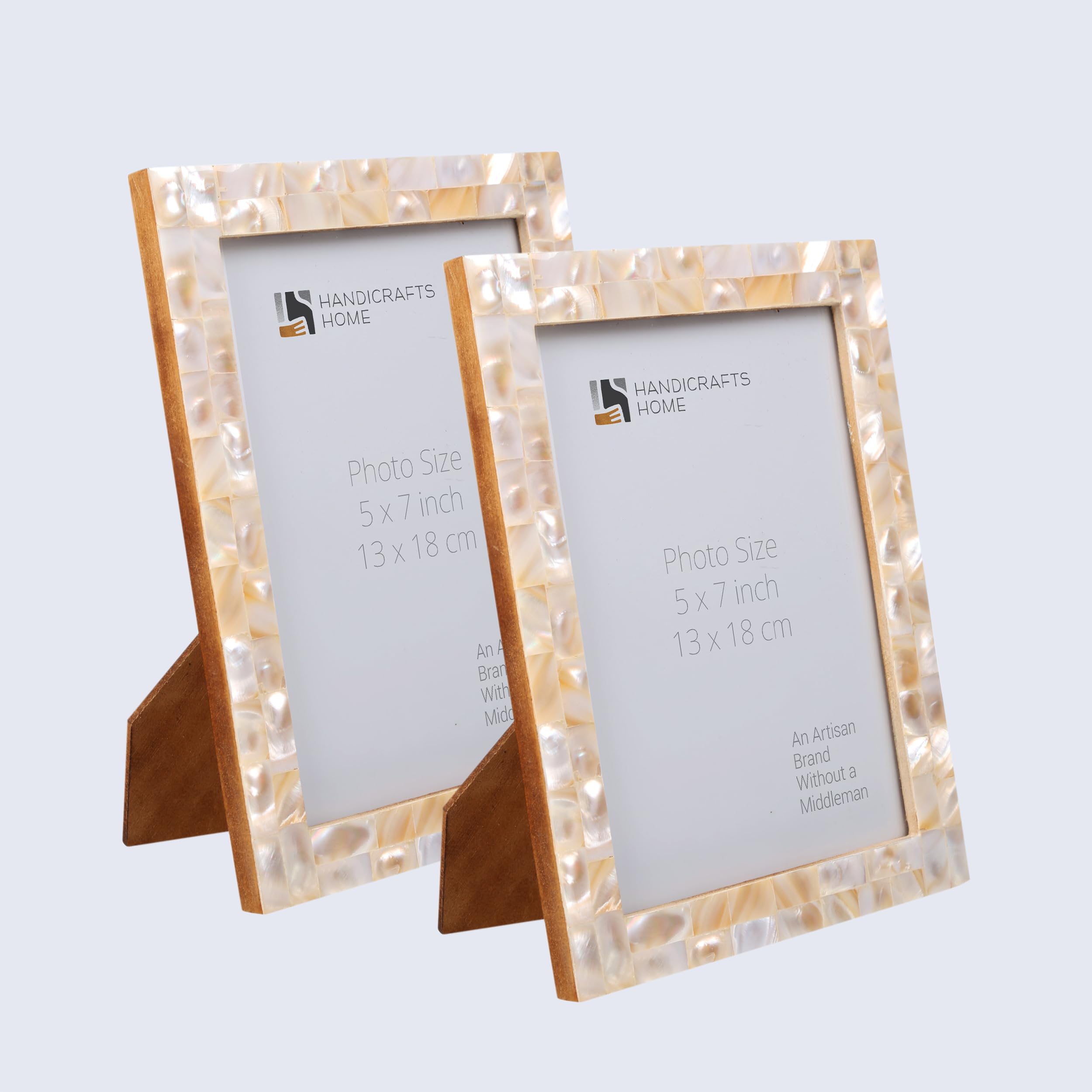Handicrafts Home 5x7 Picture Frames Pack of 2 - Mother of Pearl Collection Handcrafted Photo Frames, Perfect for Wall & Tabletop