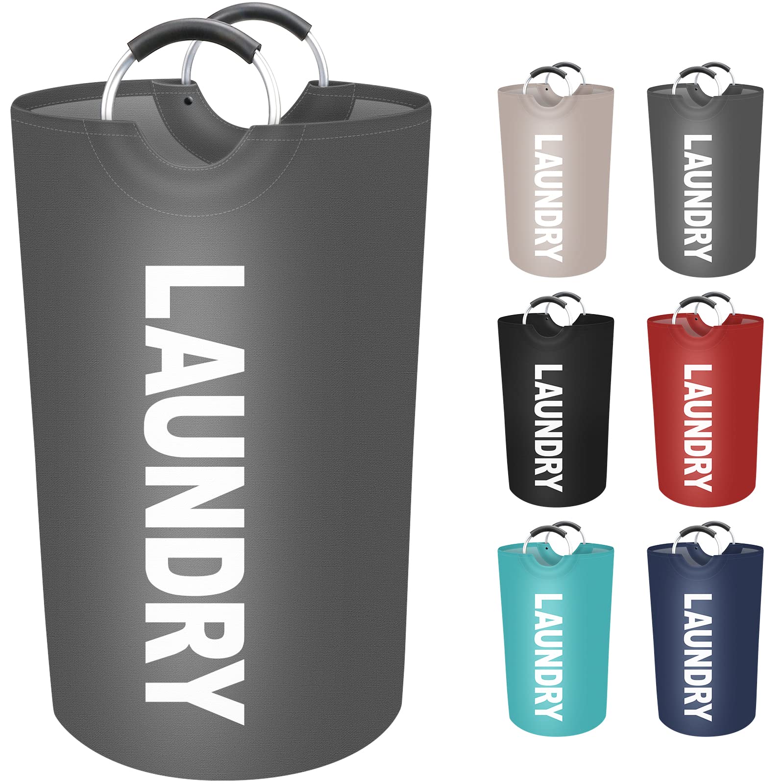 Epictotes 90L Large Laundry Basket, Freestanding Waterproof Laundry Hamper, Collapsible Folding Tall Clothes Hamper, Easy Carry