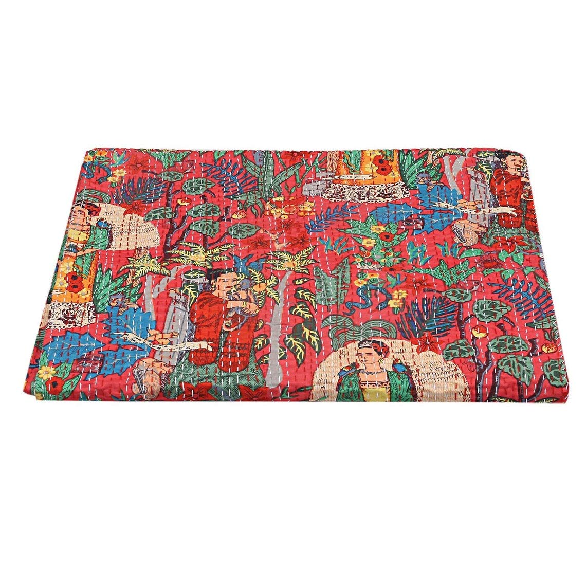Regmess Kantha Quilt BedCover Throw And Cotton Blanket Twin SizeKantha Quilt Handmade Singel