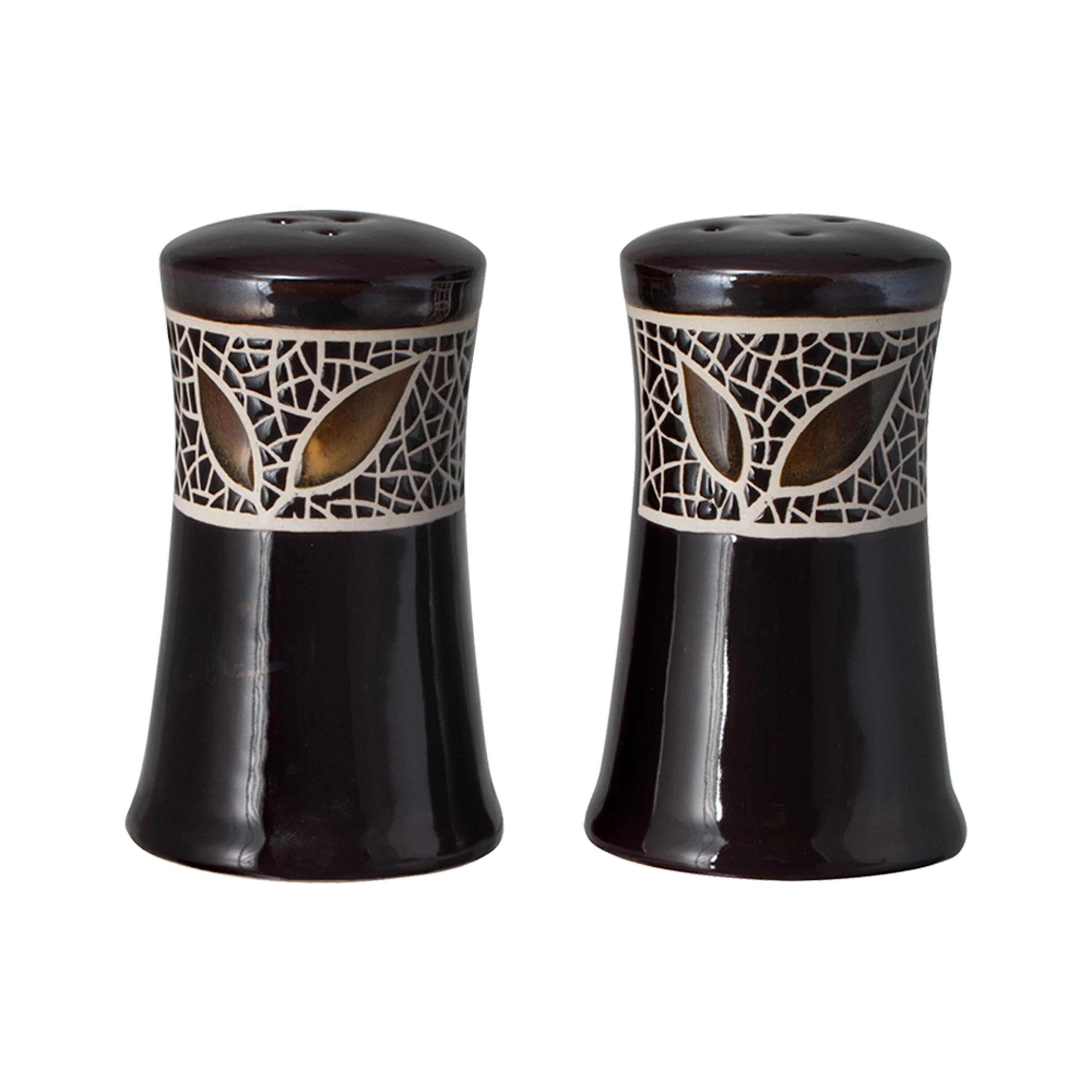 Mikasa 5240395 Gourmet Basics Alexandria Salt And Pepper Set Brown, 3.75 Inches