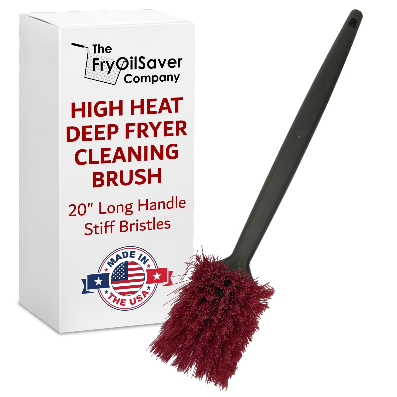 Fryoilsaver Co. 20'' Deep Fryer Cleaning Brush, Up To 425F High Heat Resistant, Pot Cleaning Brush For Commercial Kitchen Deep F