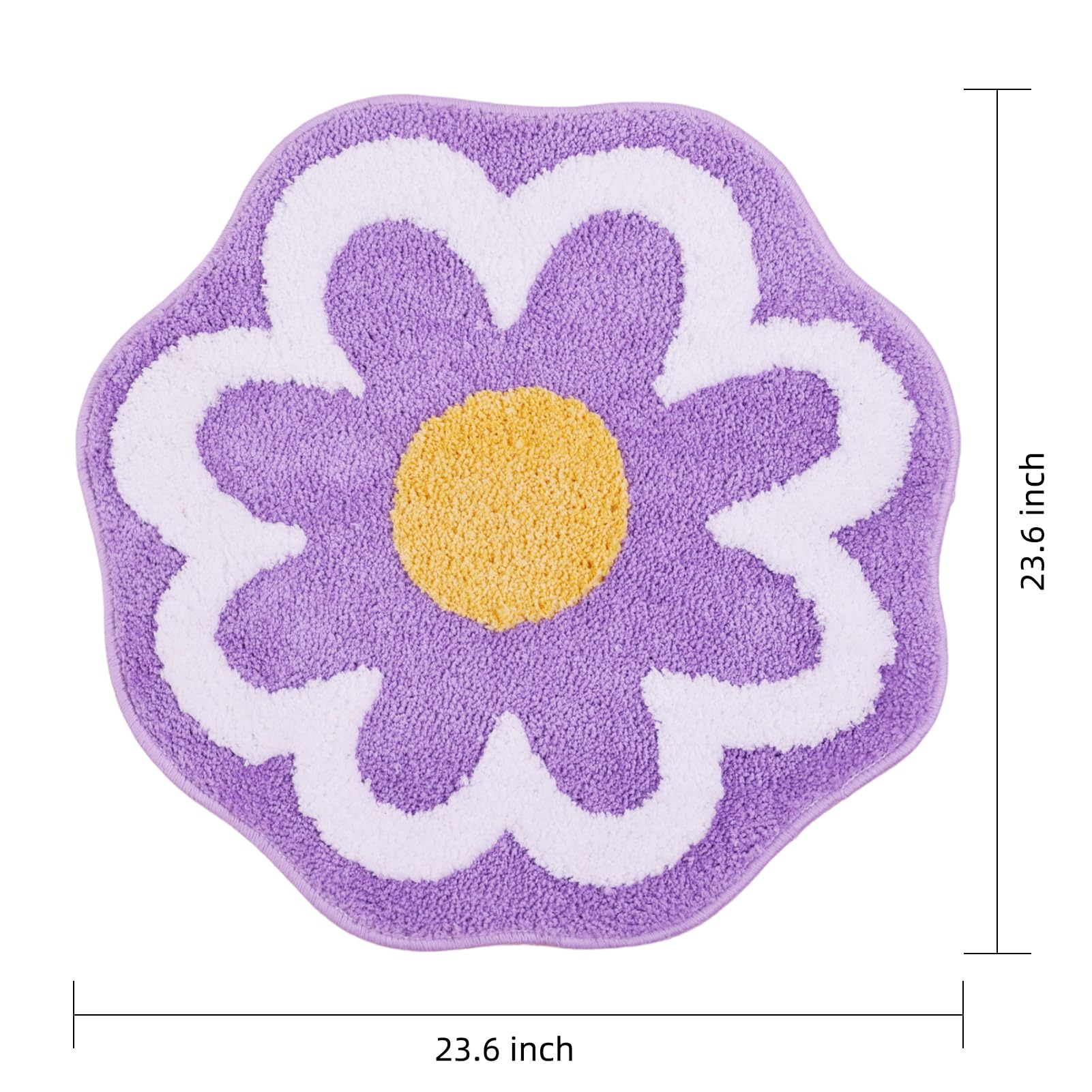 Truedays Bathroom Rugs Cute Bath Mat For Women Small Water Absorbent Non Slip Bath Rug Purple Flower Soft Microfiber Washable Ba