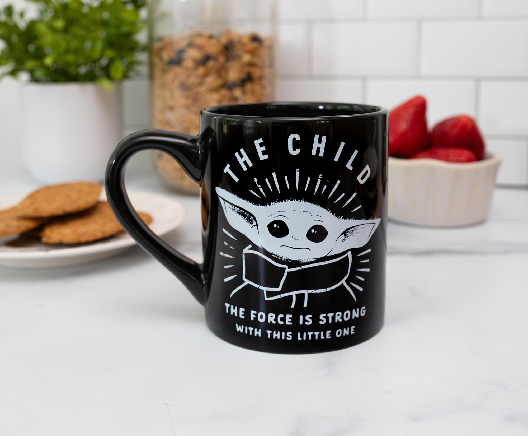Silver Buffalo Star Wars The Mandalorian Force Is Strong With This Little One Ceramic Coffee Mug, 14 Ounces