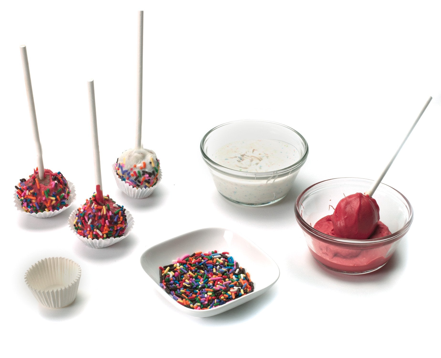 Norpro 3602 Silicone Cake Pop Pan With 20 Reusable Plastic Sticks, Red, One Size