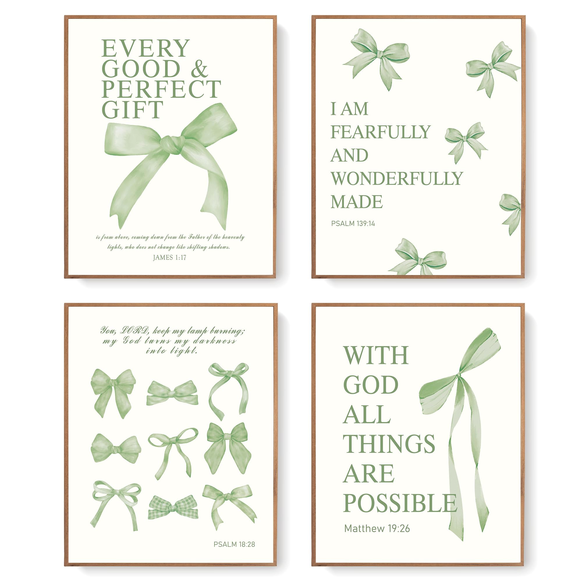 LARTSFRO Coquette Sage Green Bow Wall Art Decor Posters, Sage Green Bow Room Bedroom Bathroom Dorm Wall Art Decor Aesthetic for 