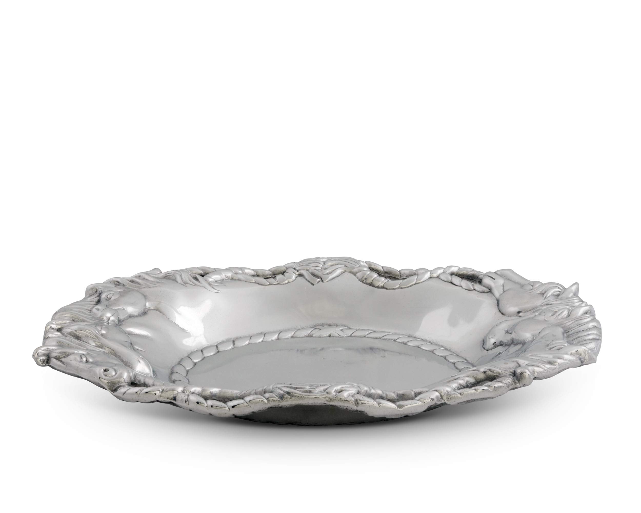 Arthur Court Aluminum Equestrian Horse Oval Tray 14 X 10 Inch - Handcrafted With Rope Detail, Perfect For Horse Race Fans Or Ran