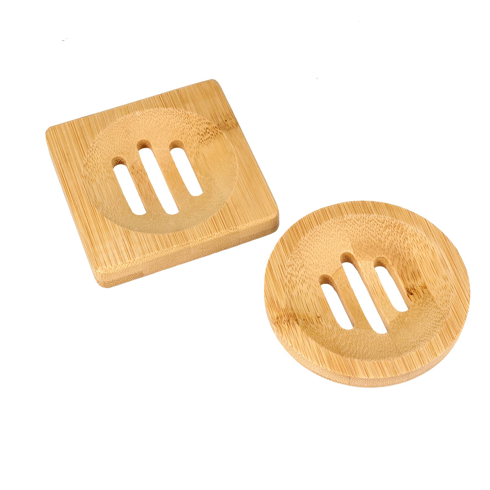 Japchet 8 Pack Bamboo Soap Dish, Natural Wooden Soap Holders Set, Square & Round Soap Holder Tray Bathroom Storage Soap Saver Fo