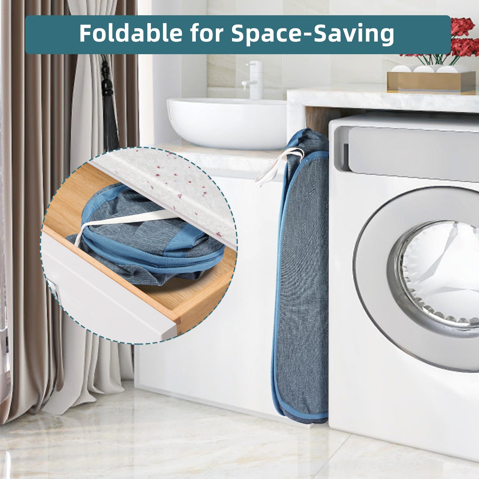 2 Pcs Collapsible Laundry Baskets, Tear Proof Pop Up Laundry Hamper With Dual Handles, Durable Foldable Laundry Basket, Easy To