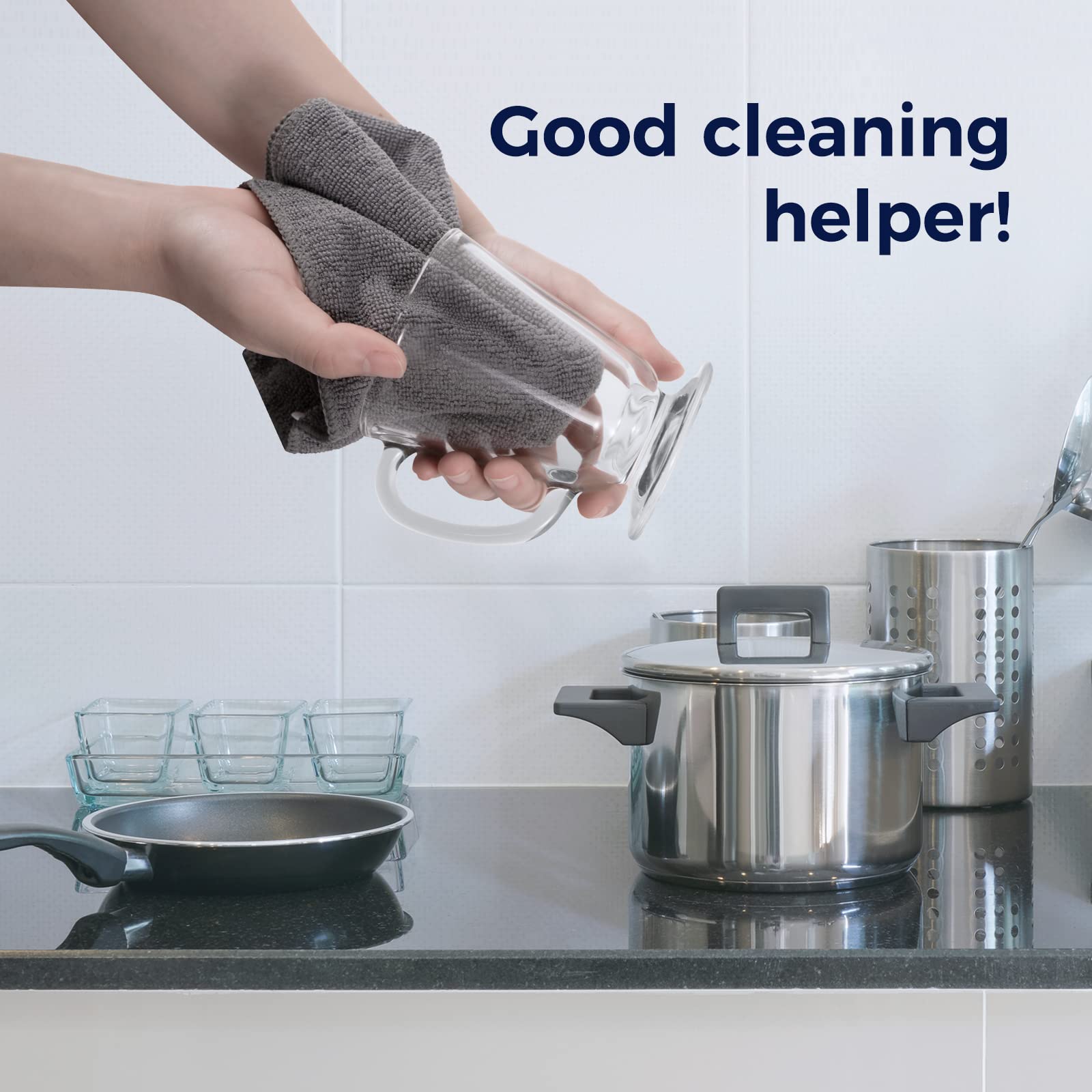 Click Clean Microfiber Cleaning Cloths, 24-Pack, Size 12'' X 16'', Lint-Free, Streak-Free, Reusable Cleaning Towels For Cleaning