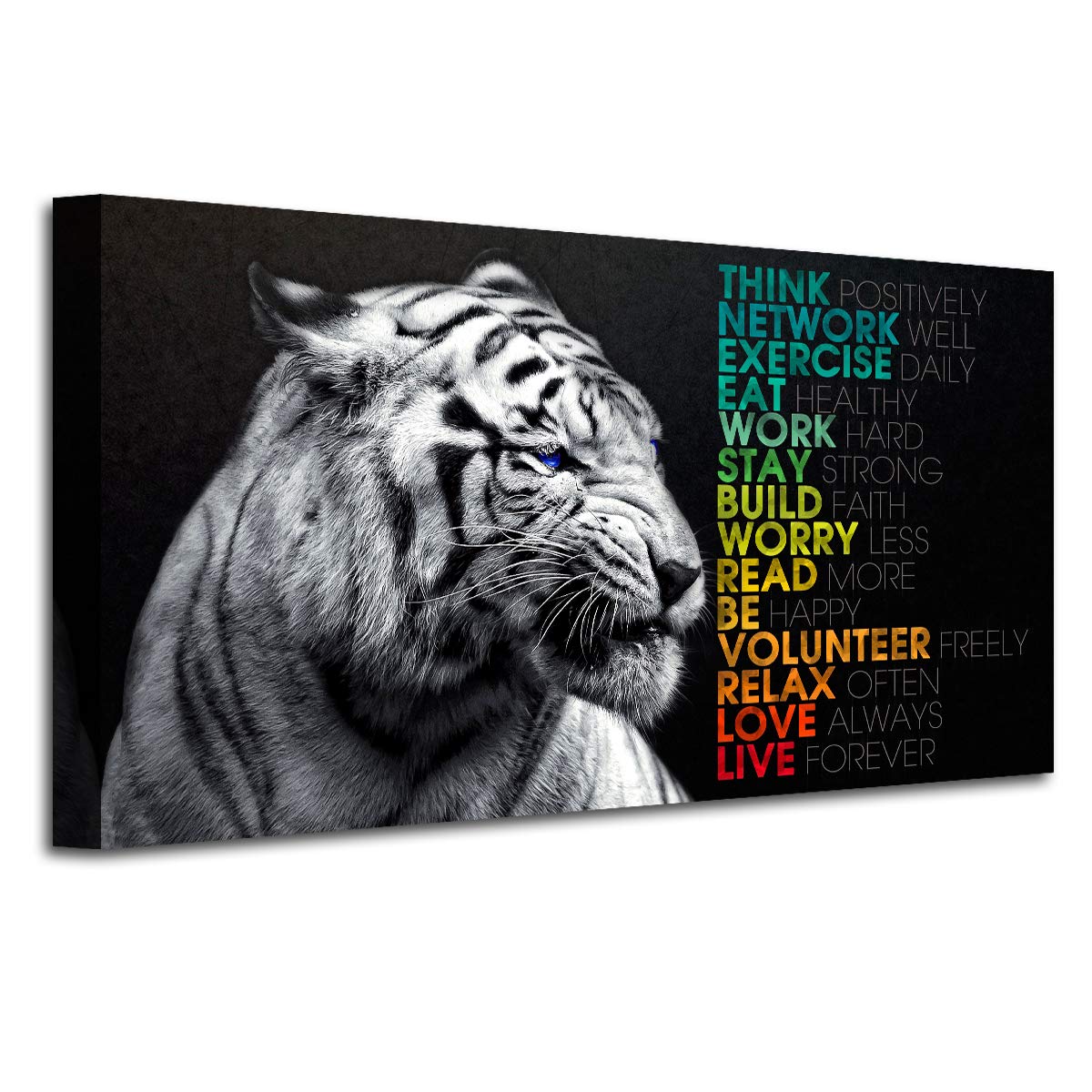 Animal Tiger Canvas Wall Art,Motivational Quotes Motto Inspirational Picture Canvas Prints With Frame, Wall Art Decorative