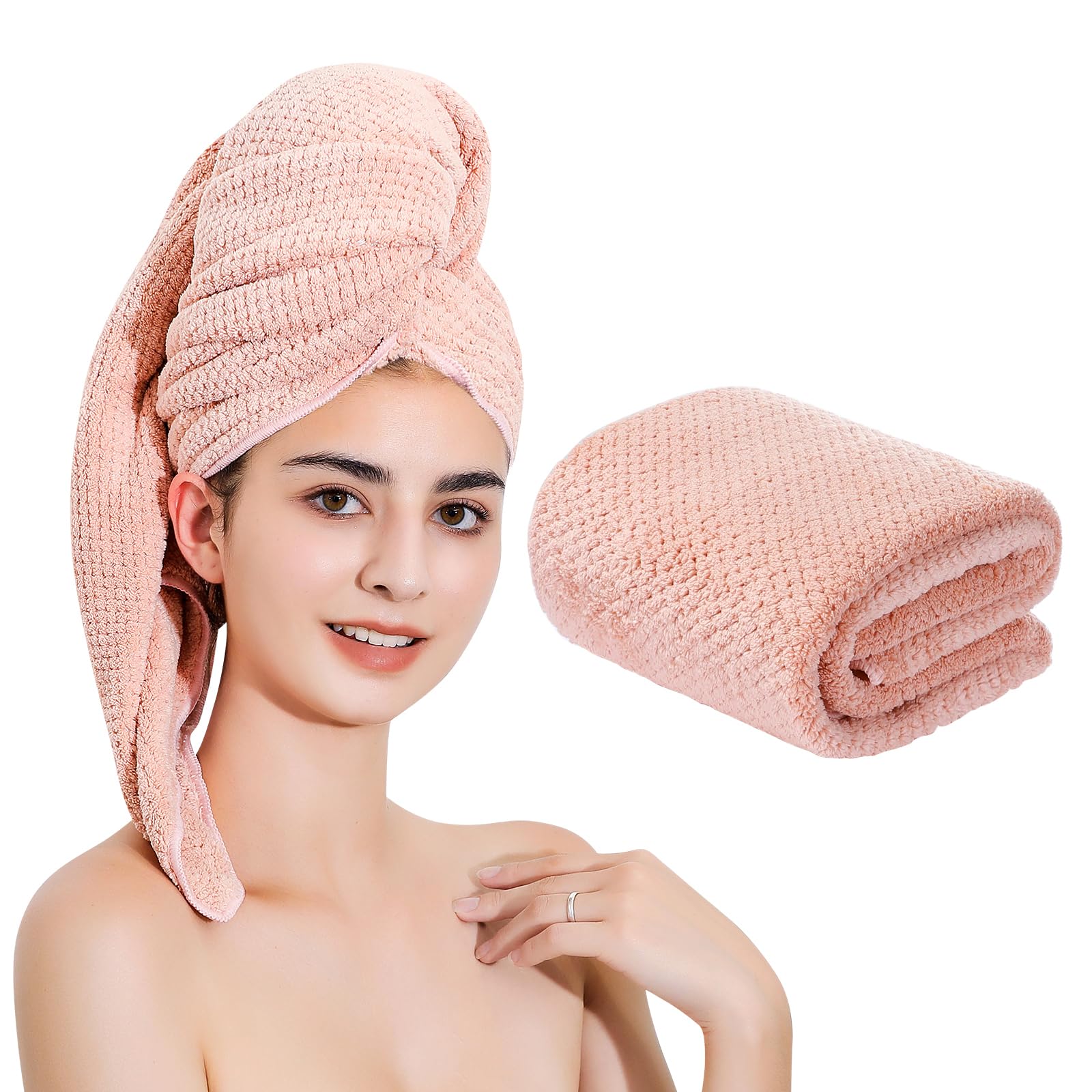 Laojbaba Microfiber Hair Towel Quick Dry Hair Towel Hair Drying Towels Suitable for All Kinds of Hair Ultra Absorbent Long and T