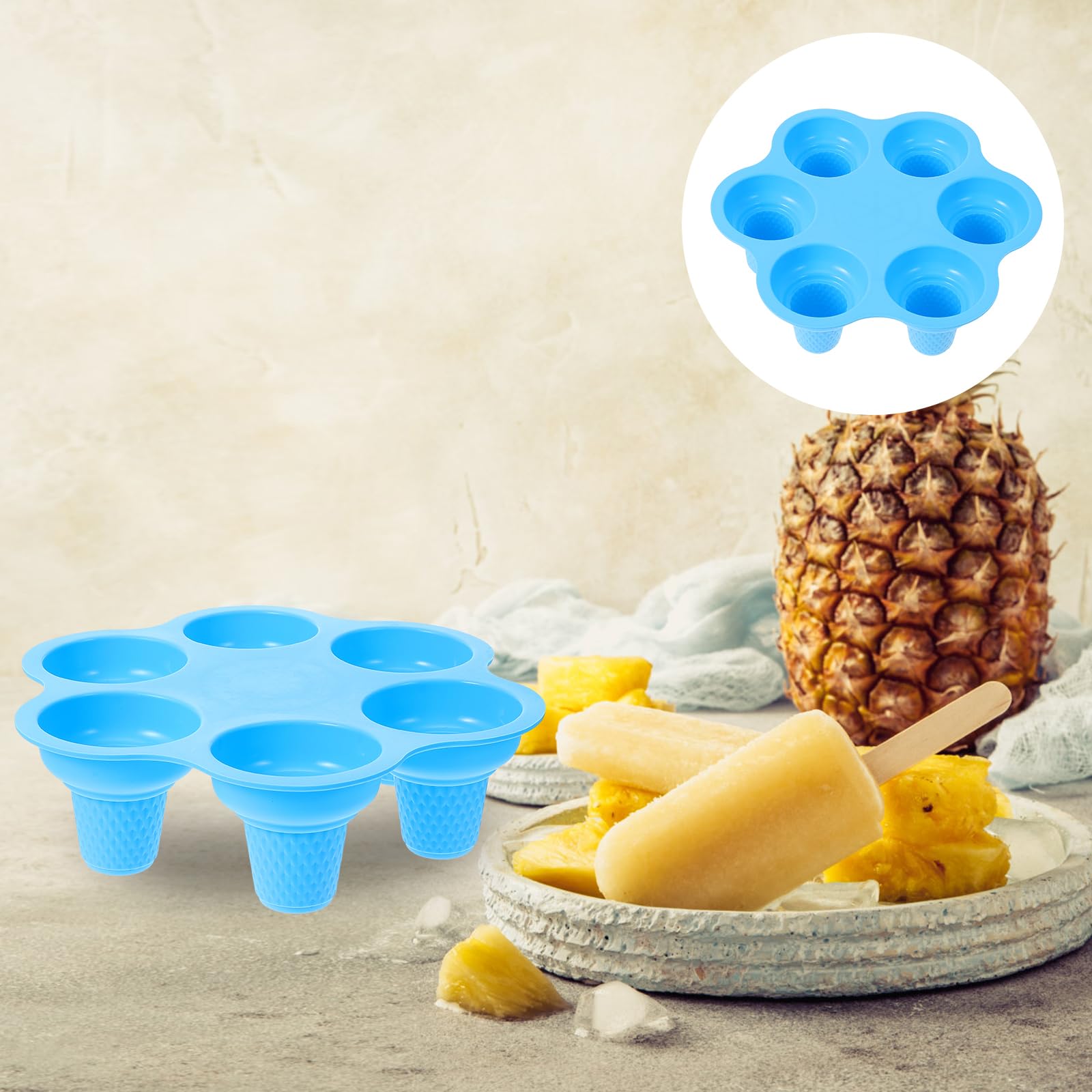 Hemoton Silicone Gummy Molds Ice Cream Cone Silicone Cake Cup 6- Hole Popsicle Molds Baking Ice Cube Tray Ice Molds Maker For Di
