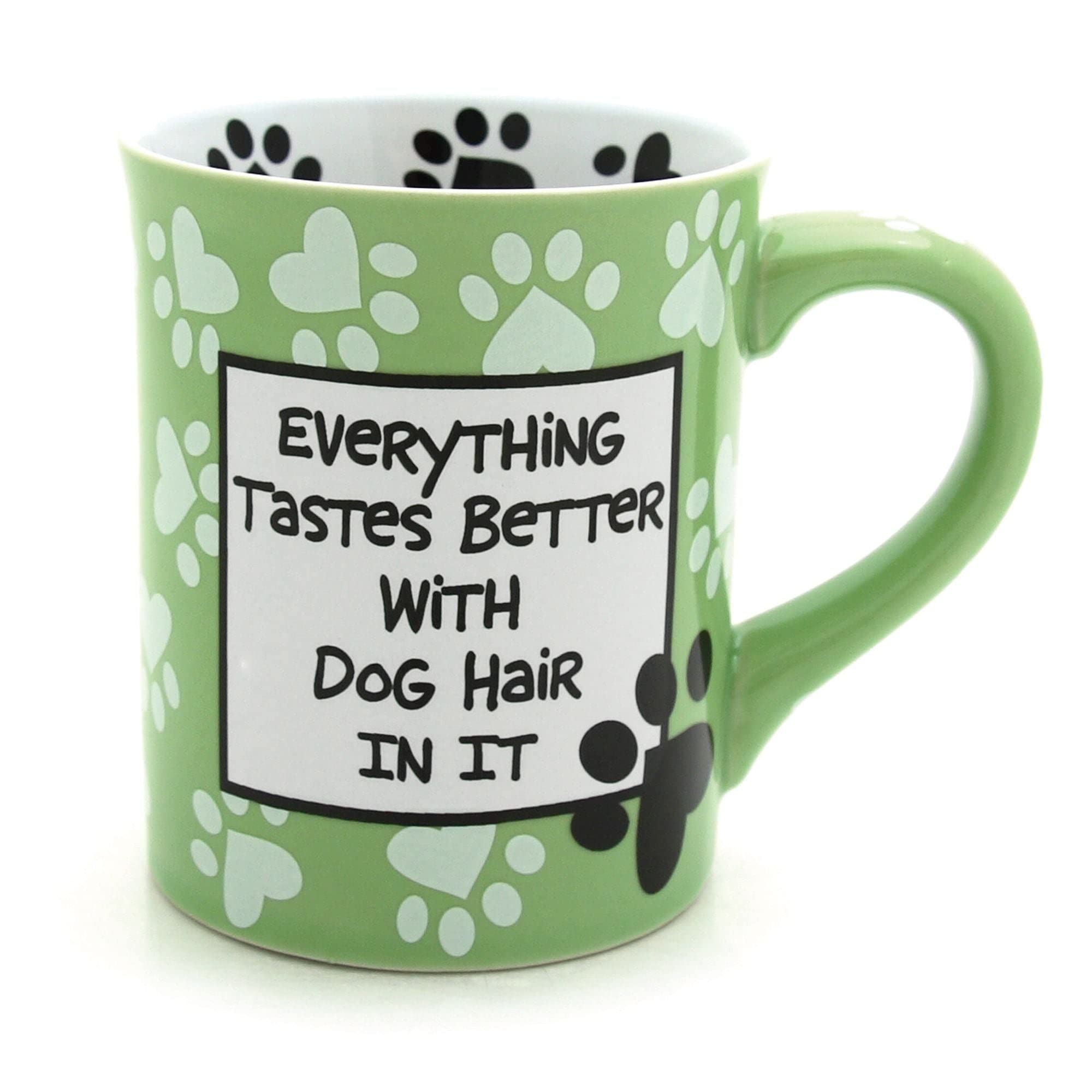Enesco Our Name Is Mud Dog Hair, 16 Oz. Stoneware Mug, 1 Count (Pack Of 1), Green