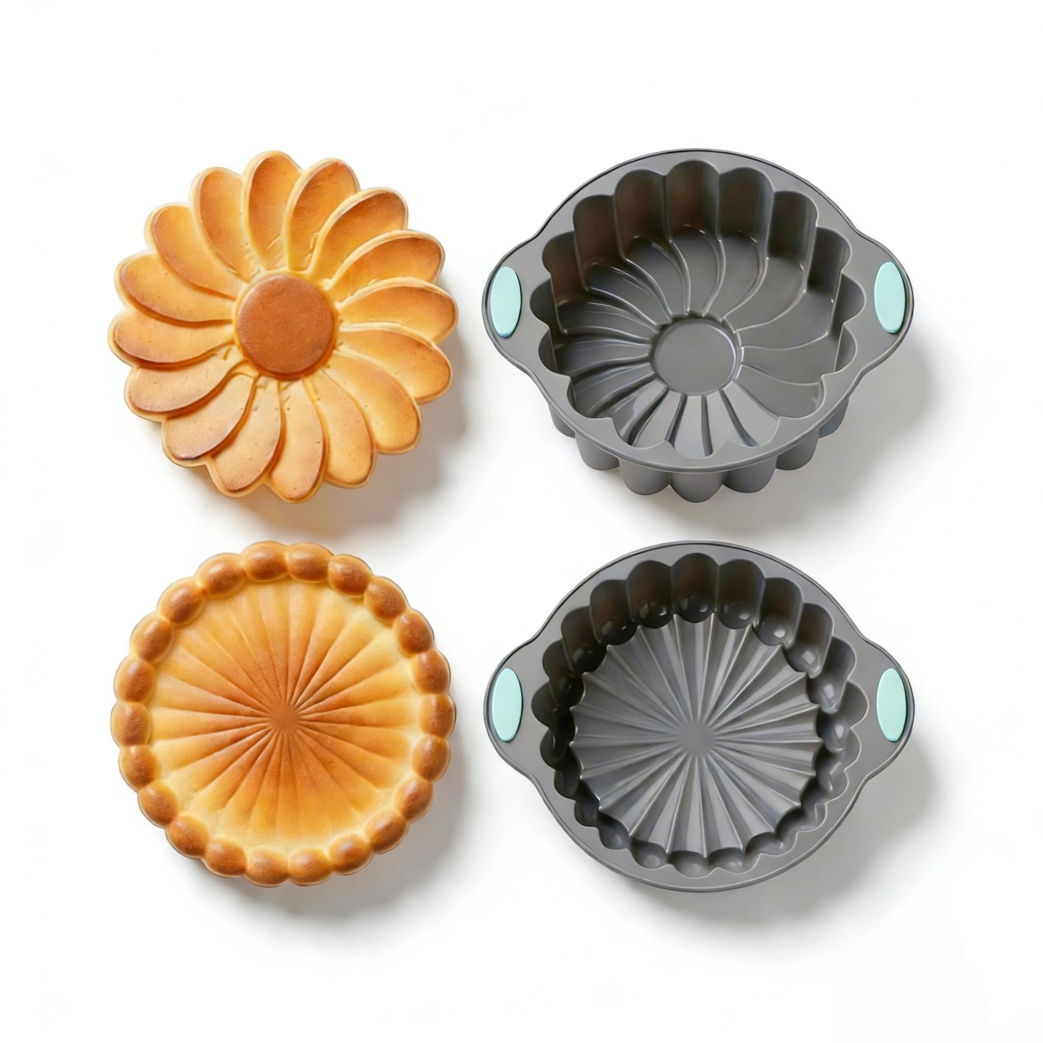 Ceramoon Pack of 2 pcs Silicone Pie Pan 8 inches Pie Baking Dish with Handles Nonstick Pie Tin Deep Pie Plate