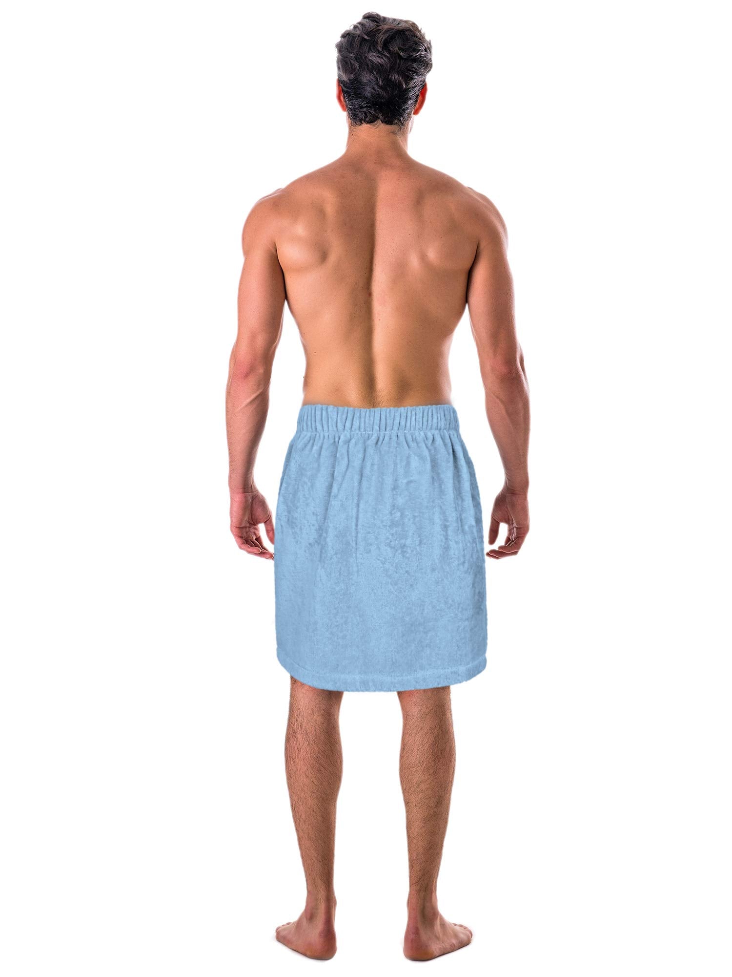 Turkish Cotton Terry Velour Adjustable Body Wrap Towel For Men (Black, One Size)