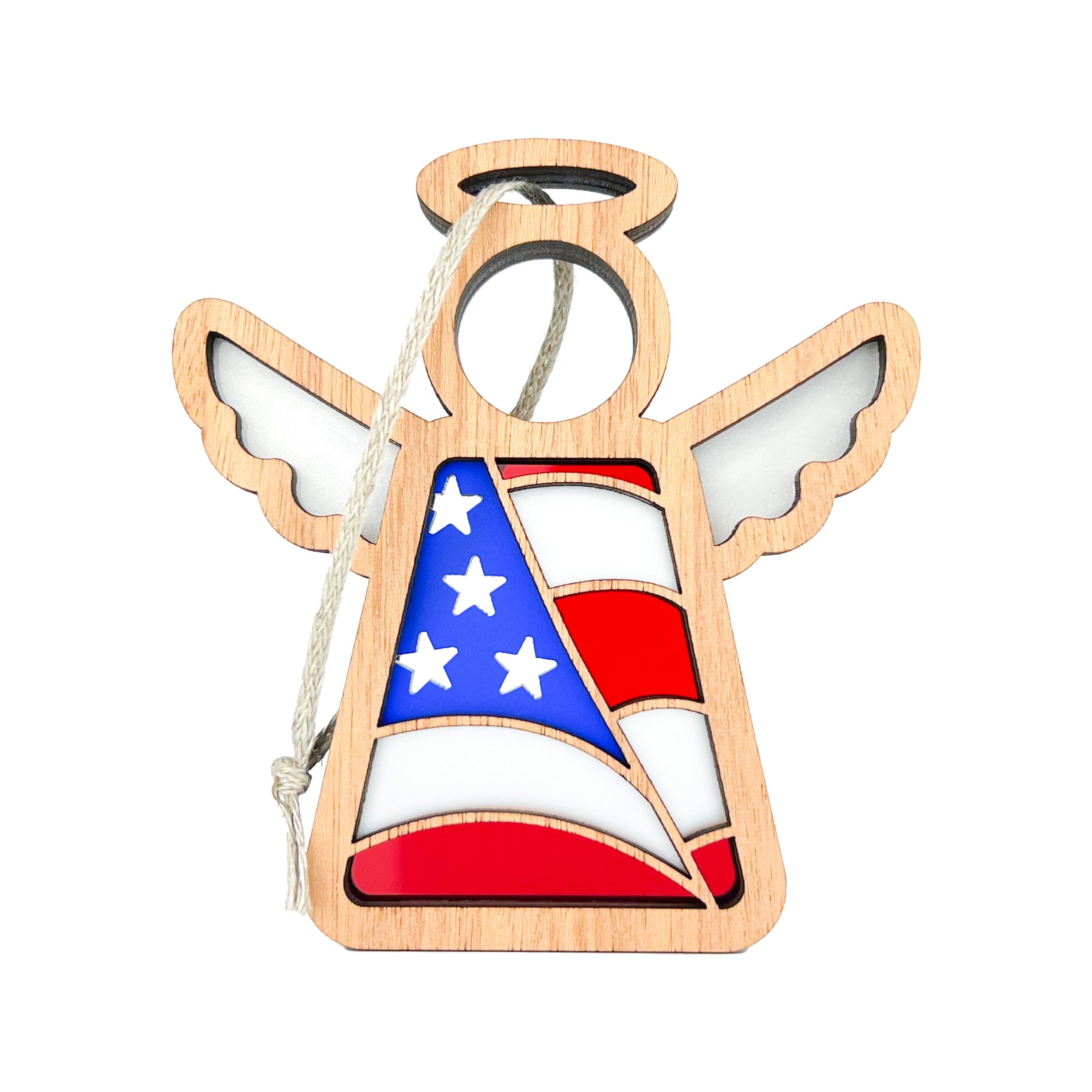 Handcrafted Angel Ornament - American Flag Motif - Unique Home Decor - Sentimental Memorial Gift - 3.5 (H) Angel Ornament