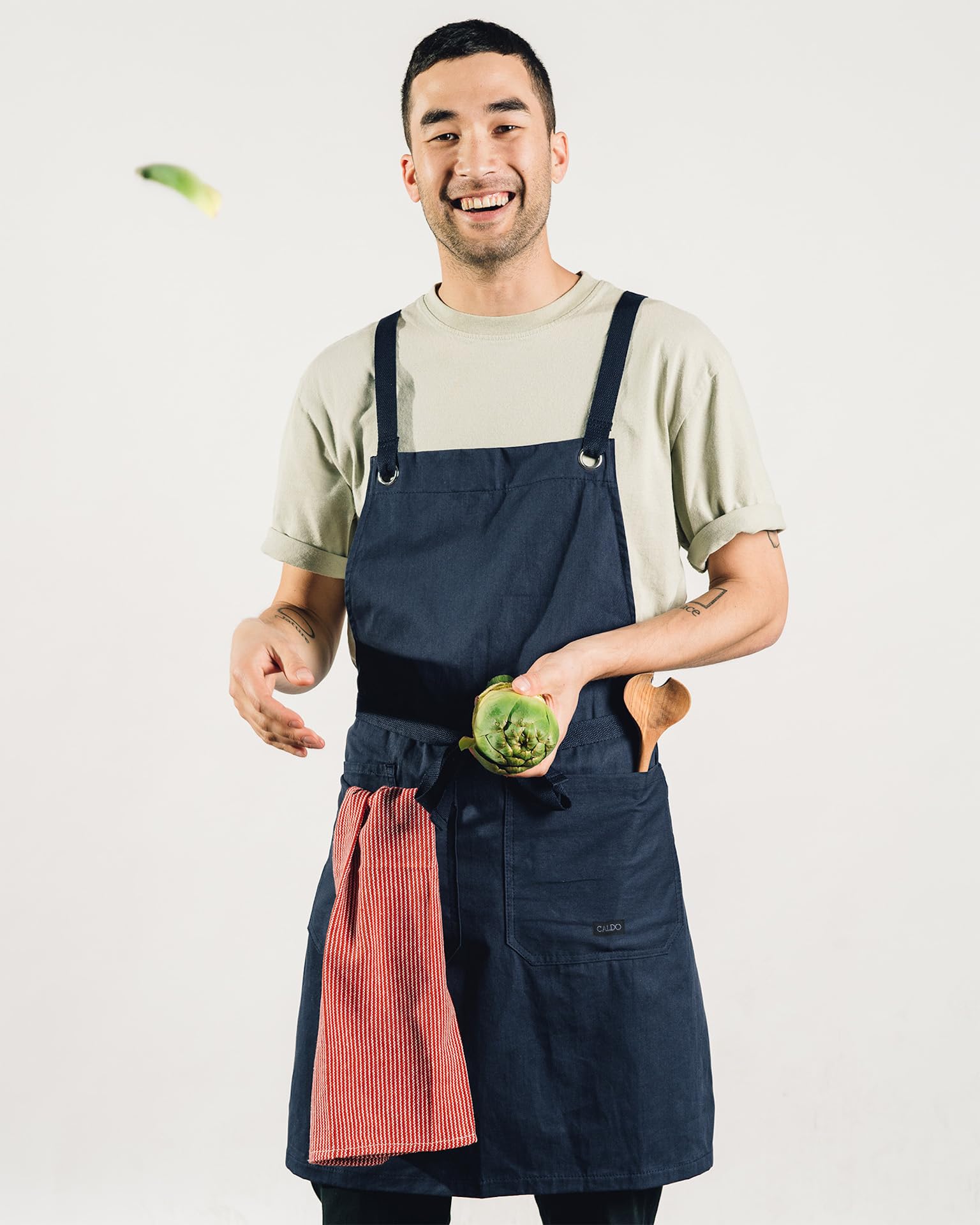 Caldo Crossback Kitchen Apron For Cooking (Navy)