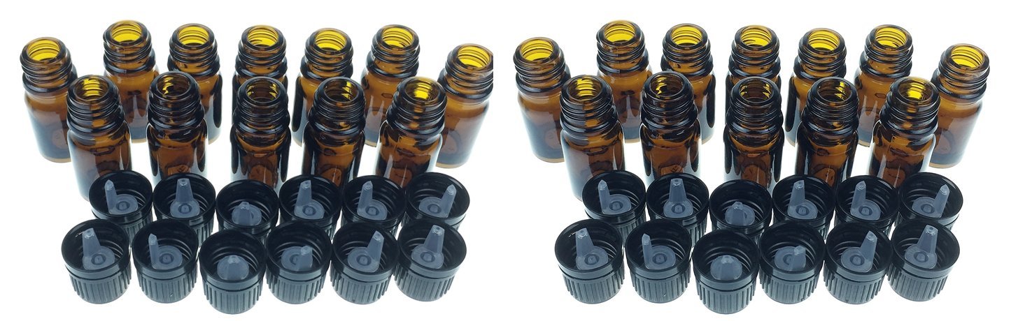 Messentials 24 Pack Of 10Ml Amber Glass Bottles With Euro Dropper Caps - Great For Essential Oils, Perfumes And Diy Aromatherapy