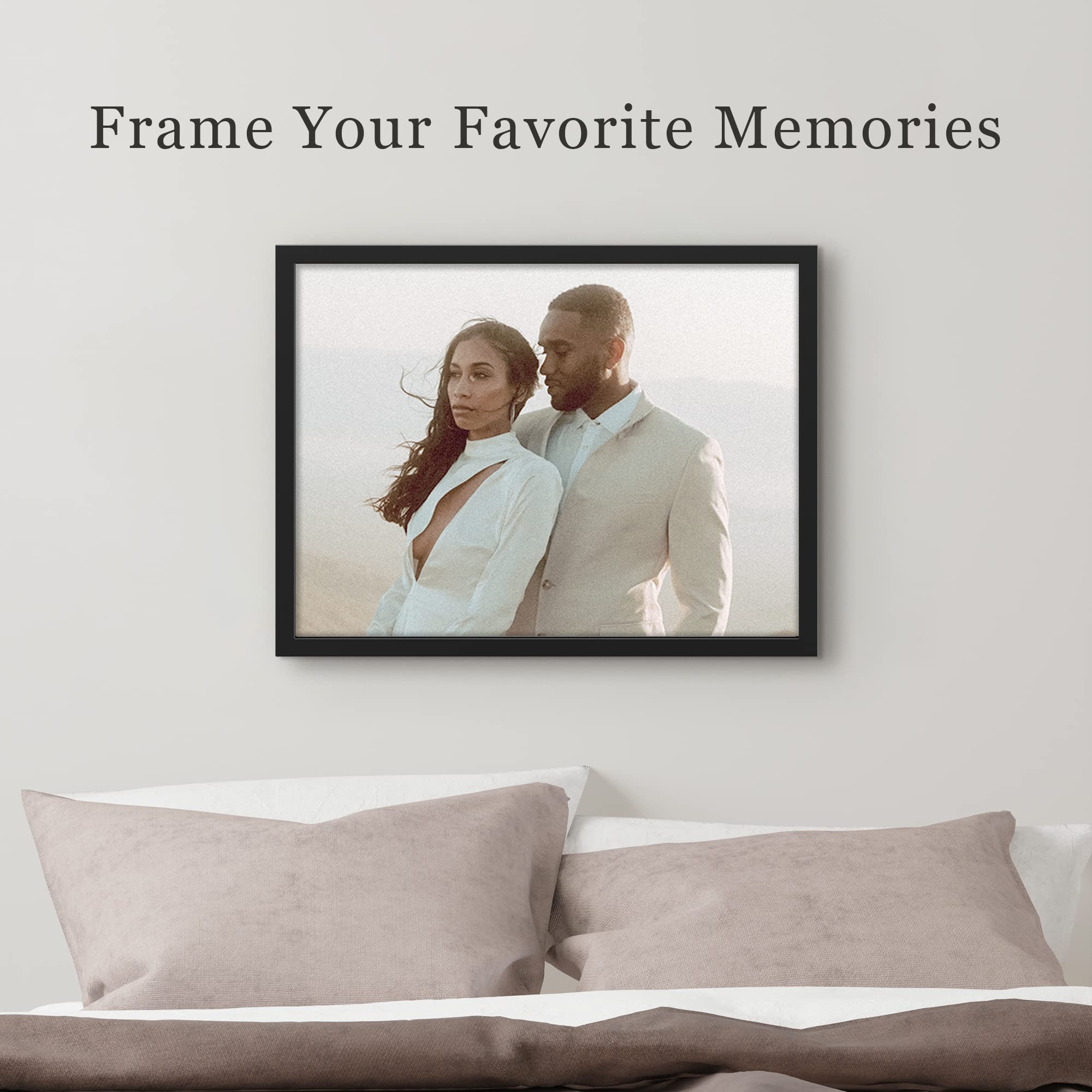 Signleader Custom Framed Wall Art Square Tile Gallery Print, Personalized Matte Vinyl Panel Photos With Frame, Wedding, Family,