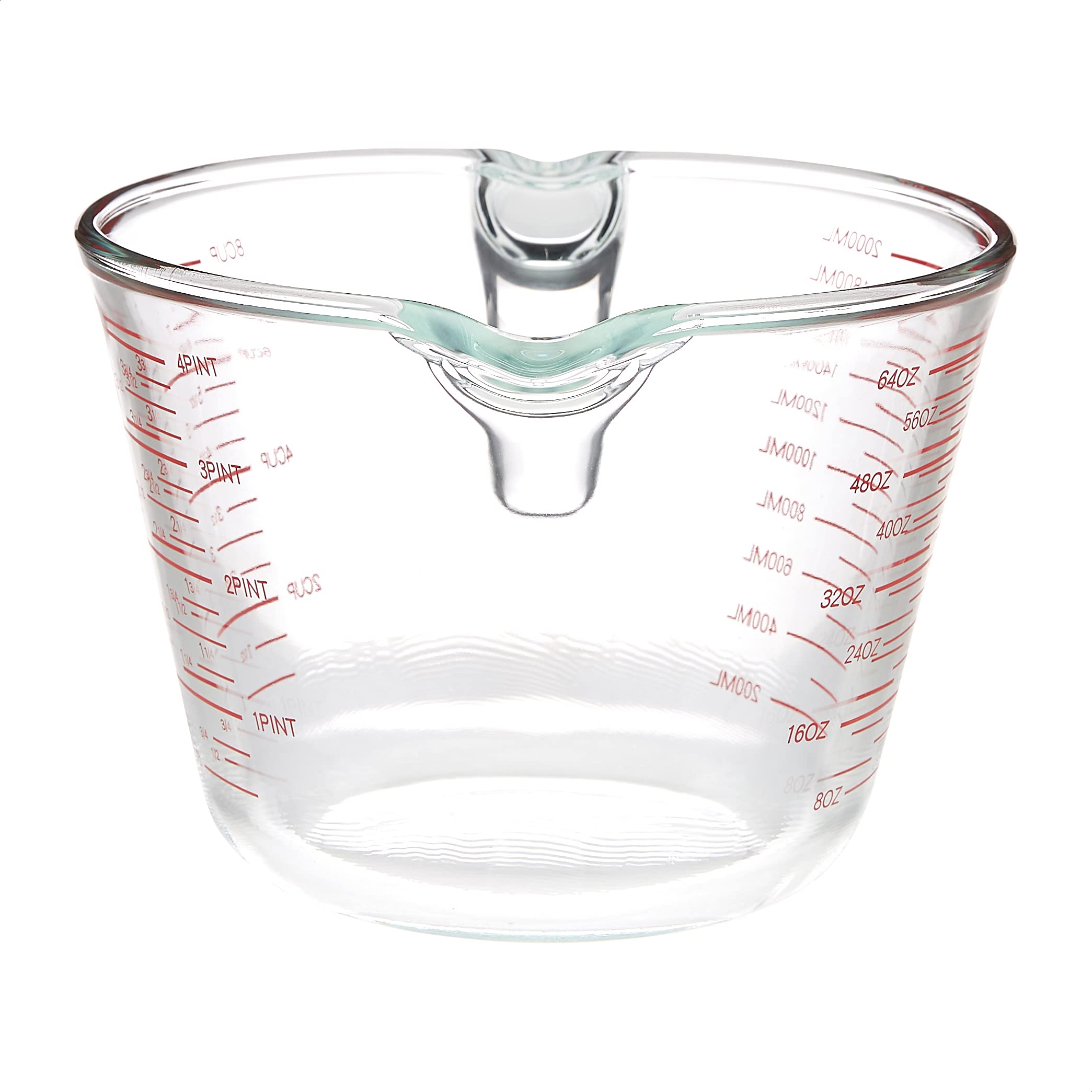 Amazoncommercial Glass Measuring Cup, 8 Cup Capacity (2 Liters), Transparant