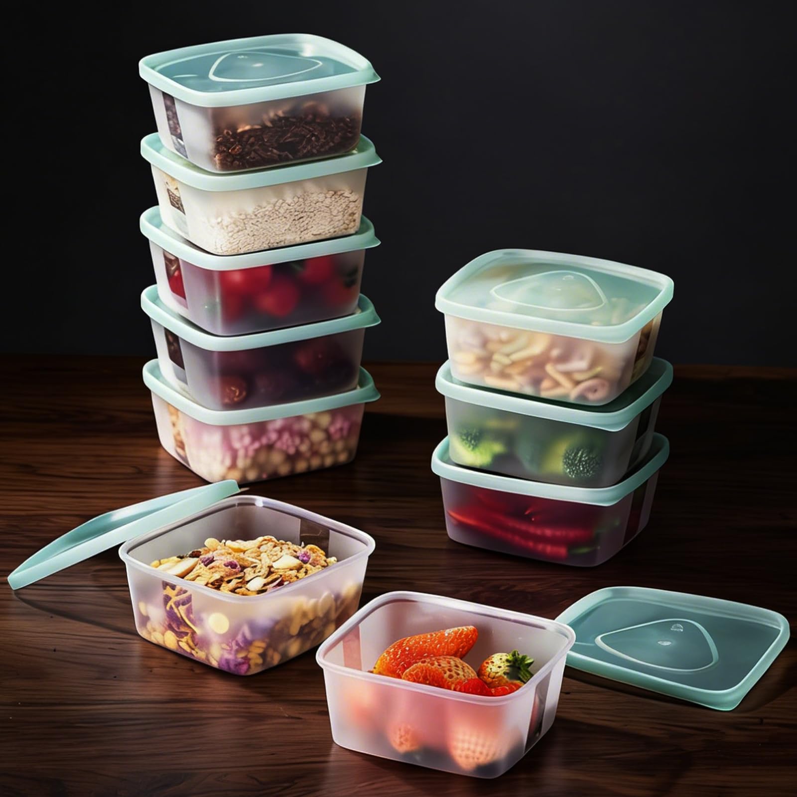 LivLab Mker 20 PCS Food Storage Containers with Lids - Reusable Meal Prep Containers Bpa-Free Freezer Lunch Boxes for Leftovers,