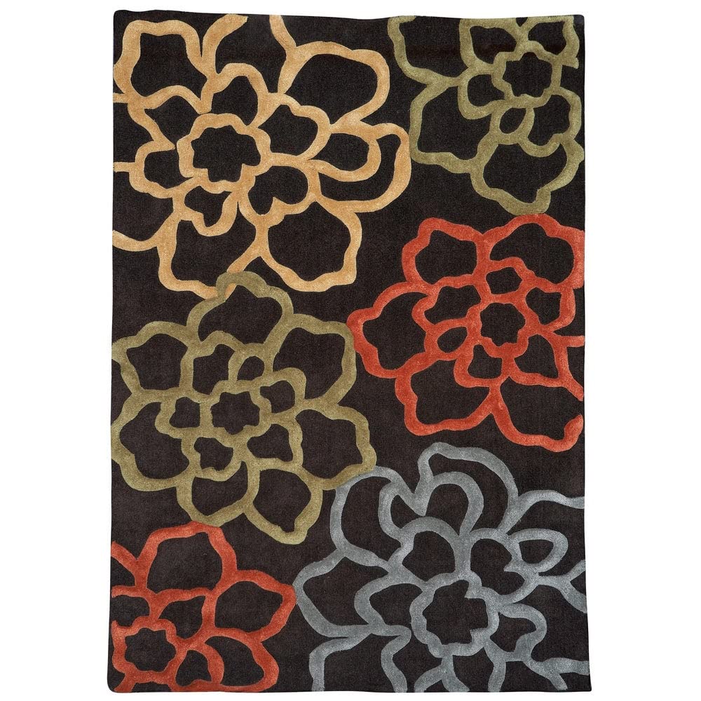 TrioOpenFlwrsChocolate&Pumpkin 5x7, Rug