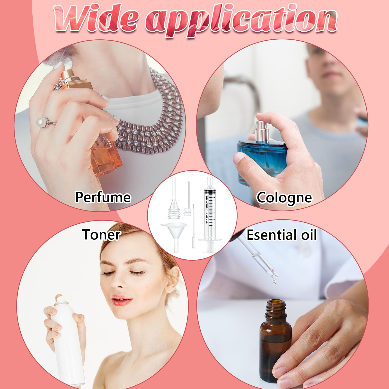 Geiserailie 25 Pcs Perfume Refill Pump Tools Perfume Dispenser Transfer Kit Include Funnels, Dispenser Pumps, Syringes, Droppers