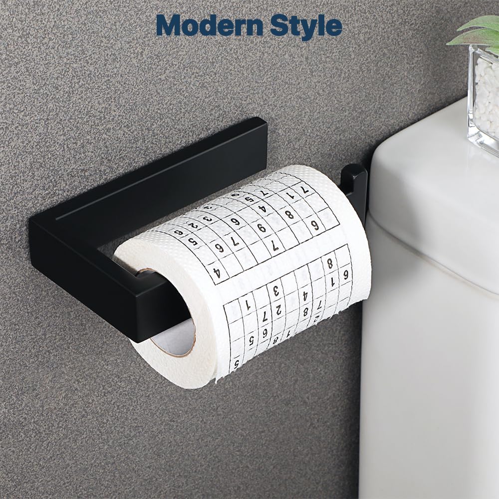 Sayayo Matte Black Toilet Paper Holder Wall Mount, Toilet Tissue Holder For Bathroom Tp Holder Square, Sus304 Stainless Steel 6