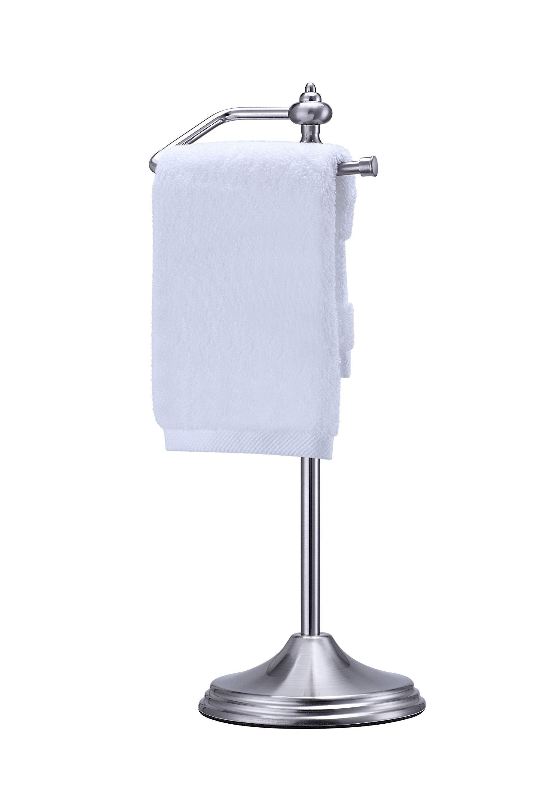 SunnyPoint Heavy Weight Metal Fingertip Towel Holder Stand for Bathroom, Kitchen, Vanity and Countertops; Hanging Bar is 14.2 He