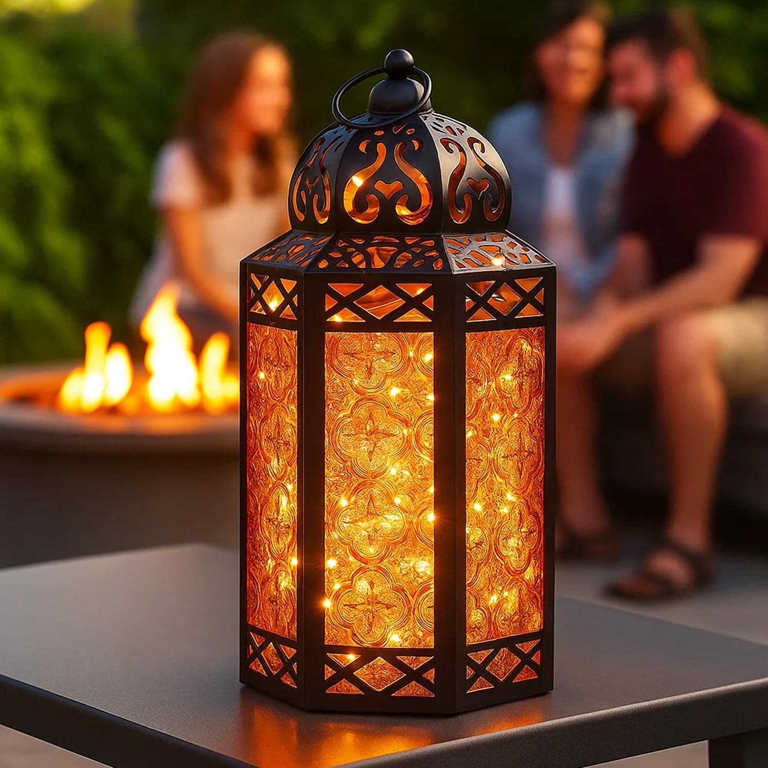 VELA LANTERNS 12 Metal Moroccan Decorative LED Fairy Lights Candle Lantern Holders for Hanging or Table, Indoor Home Decor, Outd