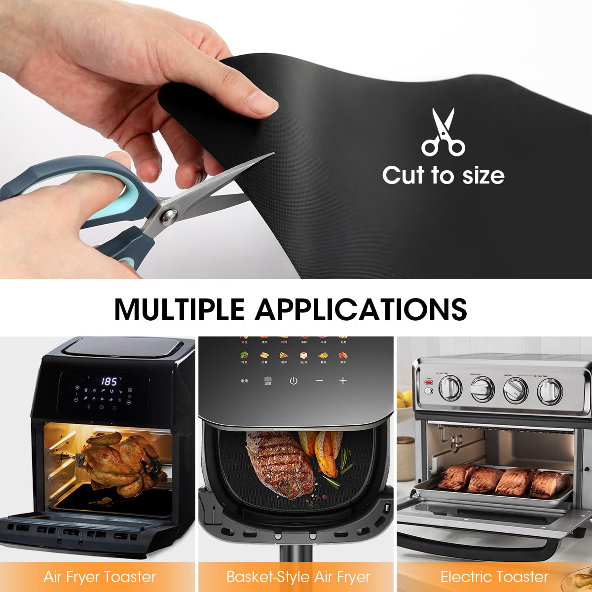 Aieve Air Fryer Oven Liners  Non-stick Mat Baking Compatible with Ninja Foodi SP101 SP201 SP301 Fry Toaster Microwave (3 Pack)