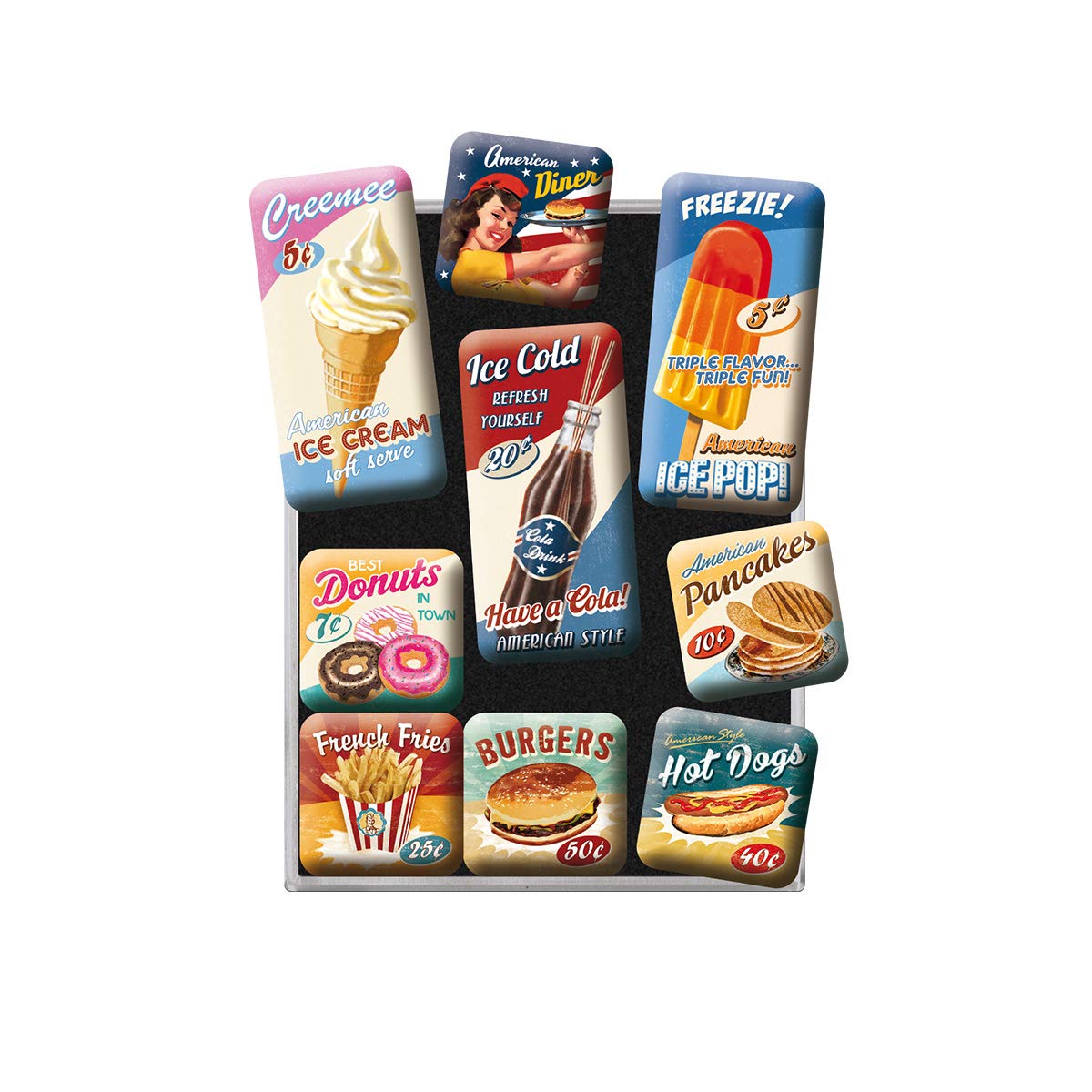 Nostalgic-Art Retro-Style Fridge Magnets, American Diner - Gift Idea For Usa & Diner Fans, Magnet Set For Notice Board, Vintage