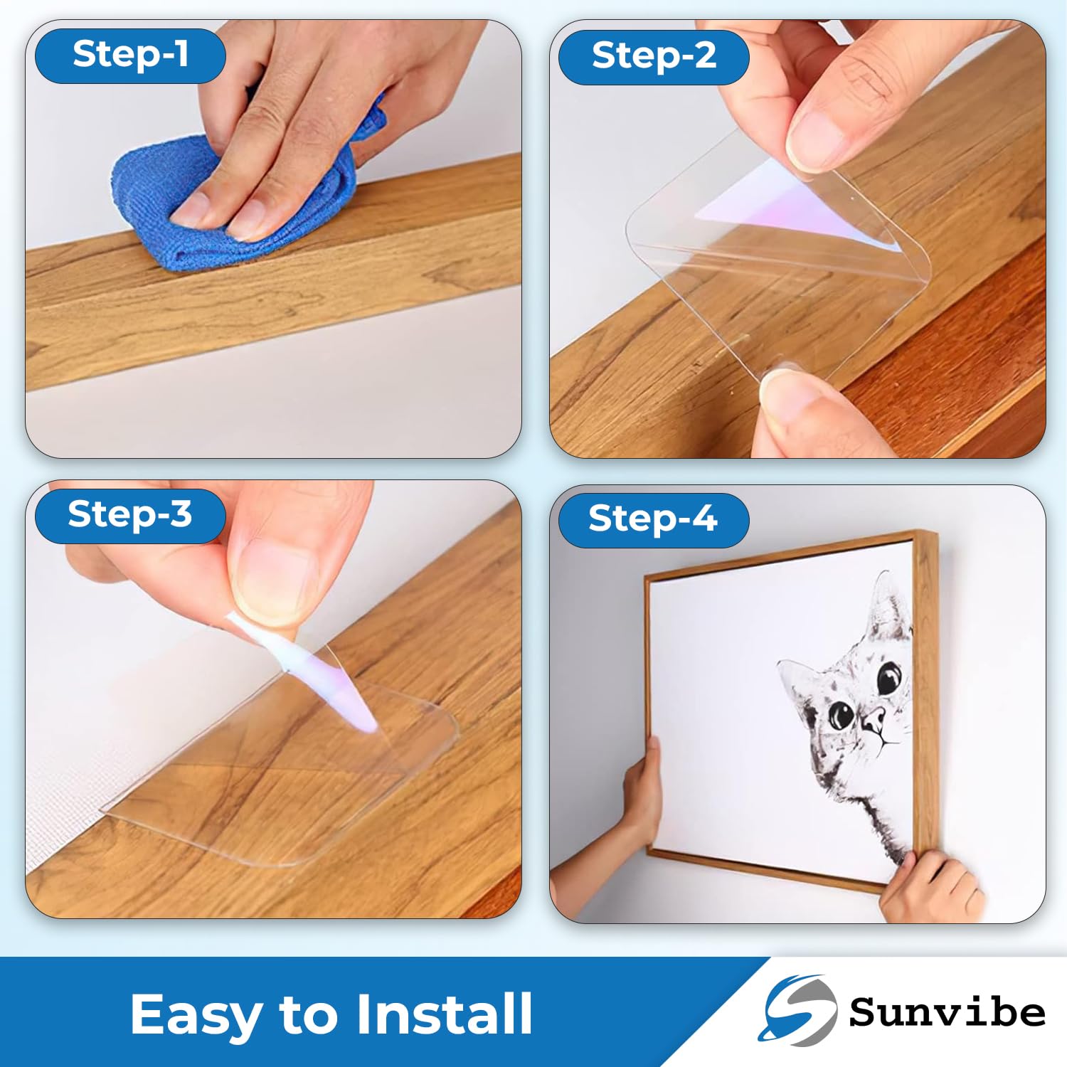 SUNVIBE Self Adhesive Tape Double Sided Heavy Duty Tap for Wall, Kitchen, Office, Wall, Car | Stickers for Home (Size - 6cm x 6c