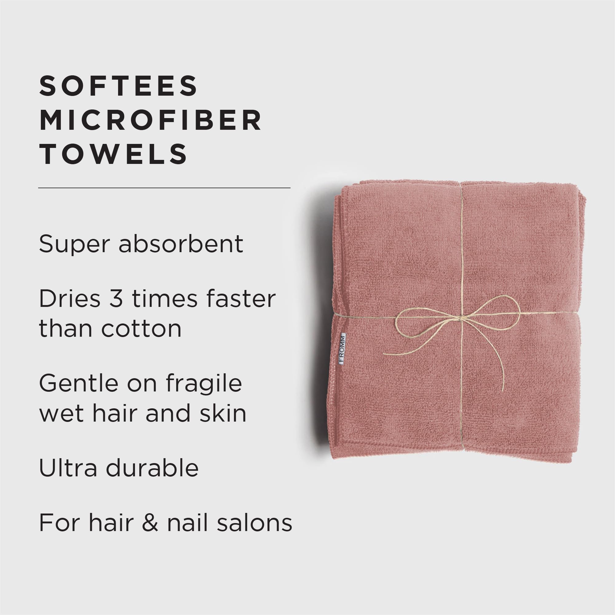Fromm Softees Microfiber Towels for Hair Salon, Barber, Spa, Gym, Hair Wrap for Drying Curly, Long, Wavy Hair, Terracotta, 16 x
