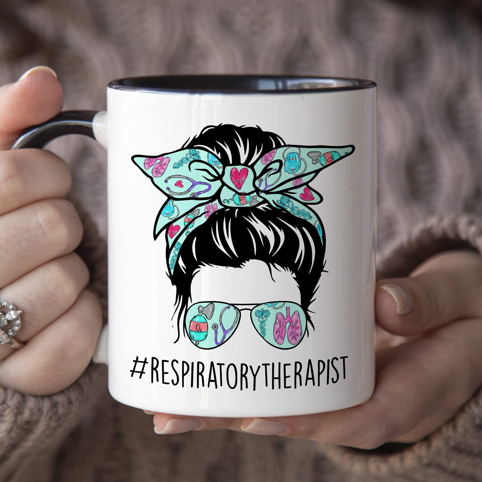 YouNique Designs Respiratory Therapist Life Mug for Women, 11 Ounces, Respiratory Therapy Coffee Mug, RT Cup, Mug for Respirator